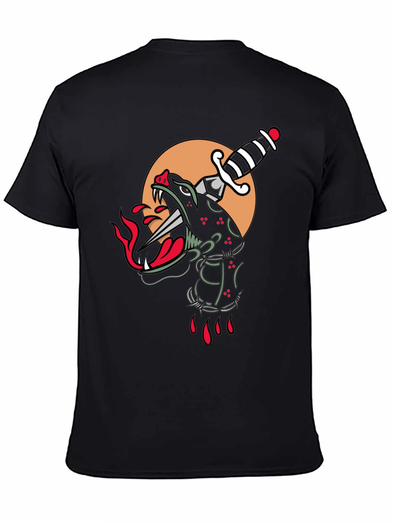 Edgy Black Panther Dagger Graphic T-Shirt