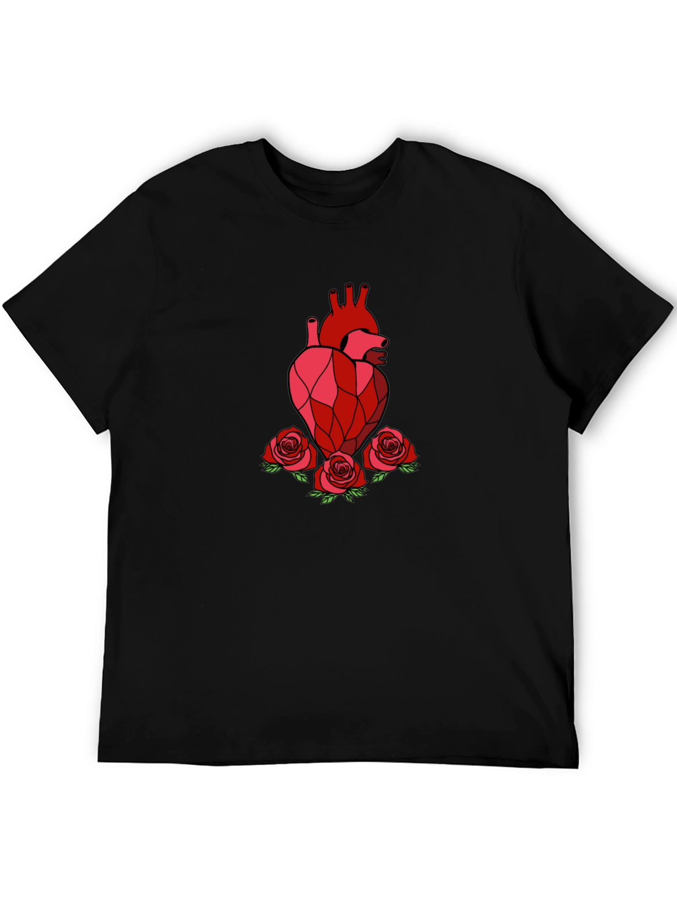 Geometric Heart & Roses Graphic T-Shirt