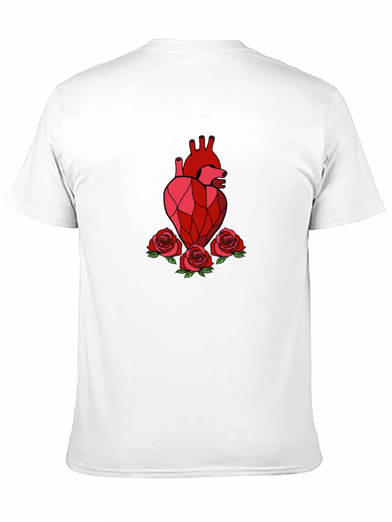 Geometric Heart & Roses Graphic T-Shirt