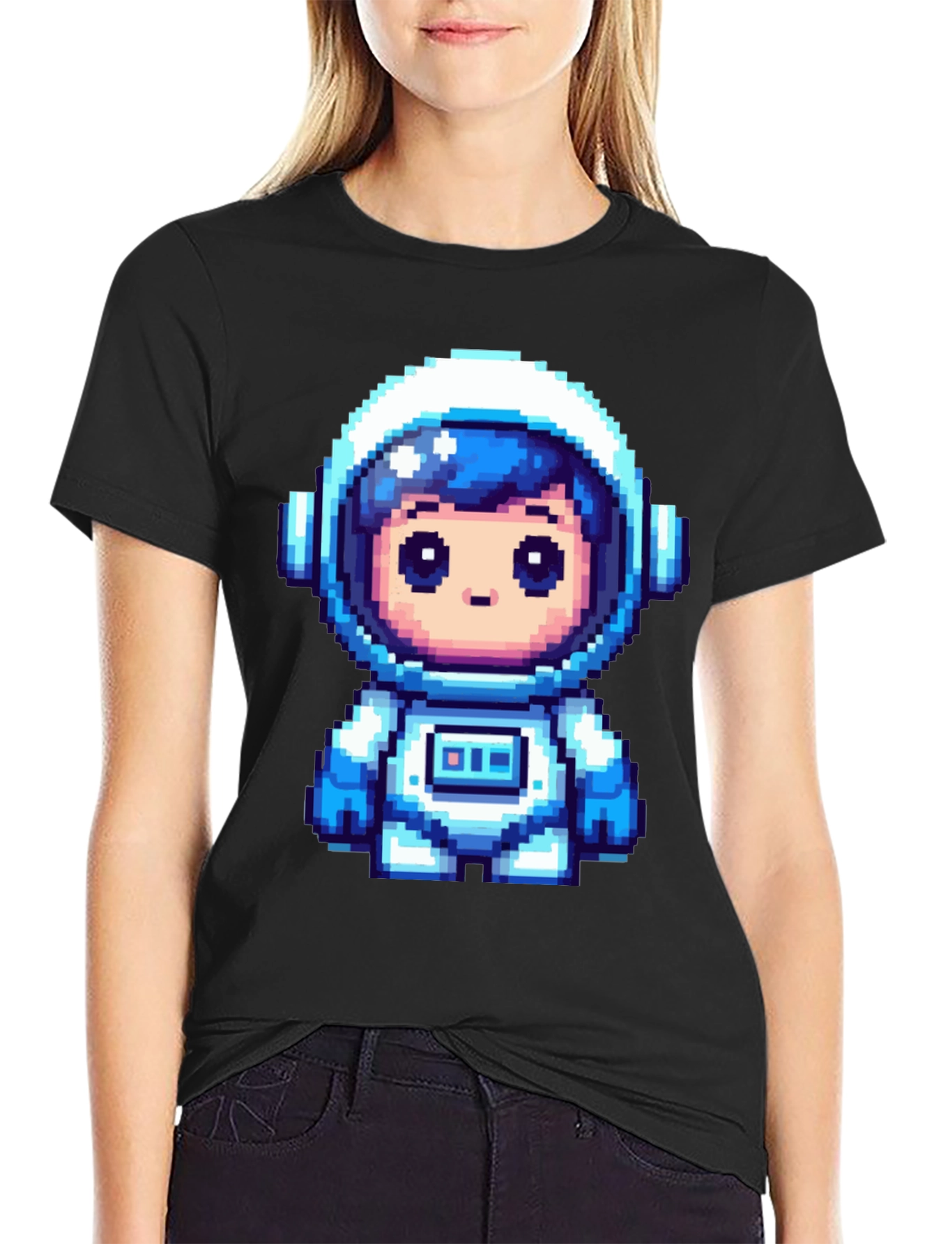 Pixel Astronaut Graphic Tee - Black