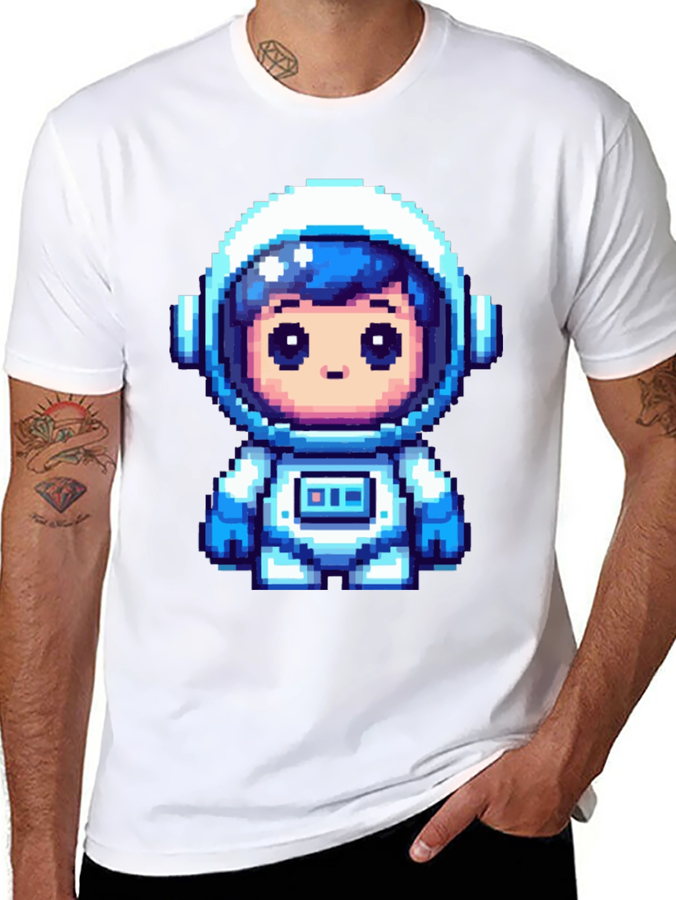 Pixel Astronaut Graphic Tee - Black