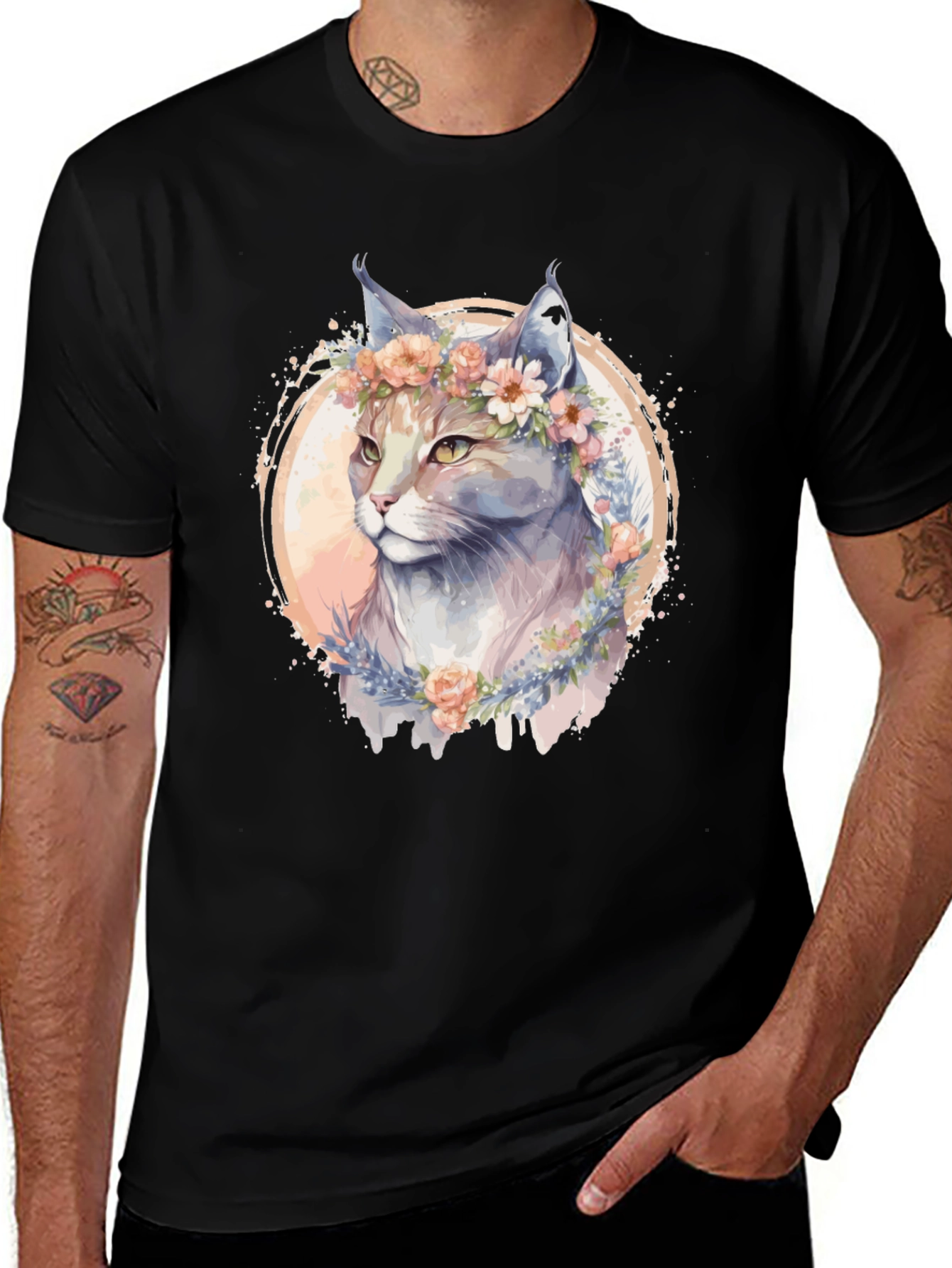 Floral Cat T-Shirt - Stylish & Comfortable