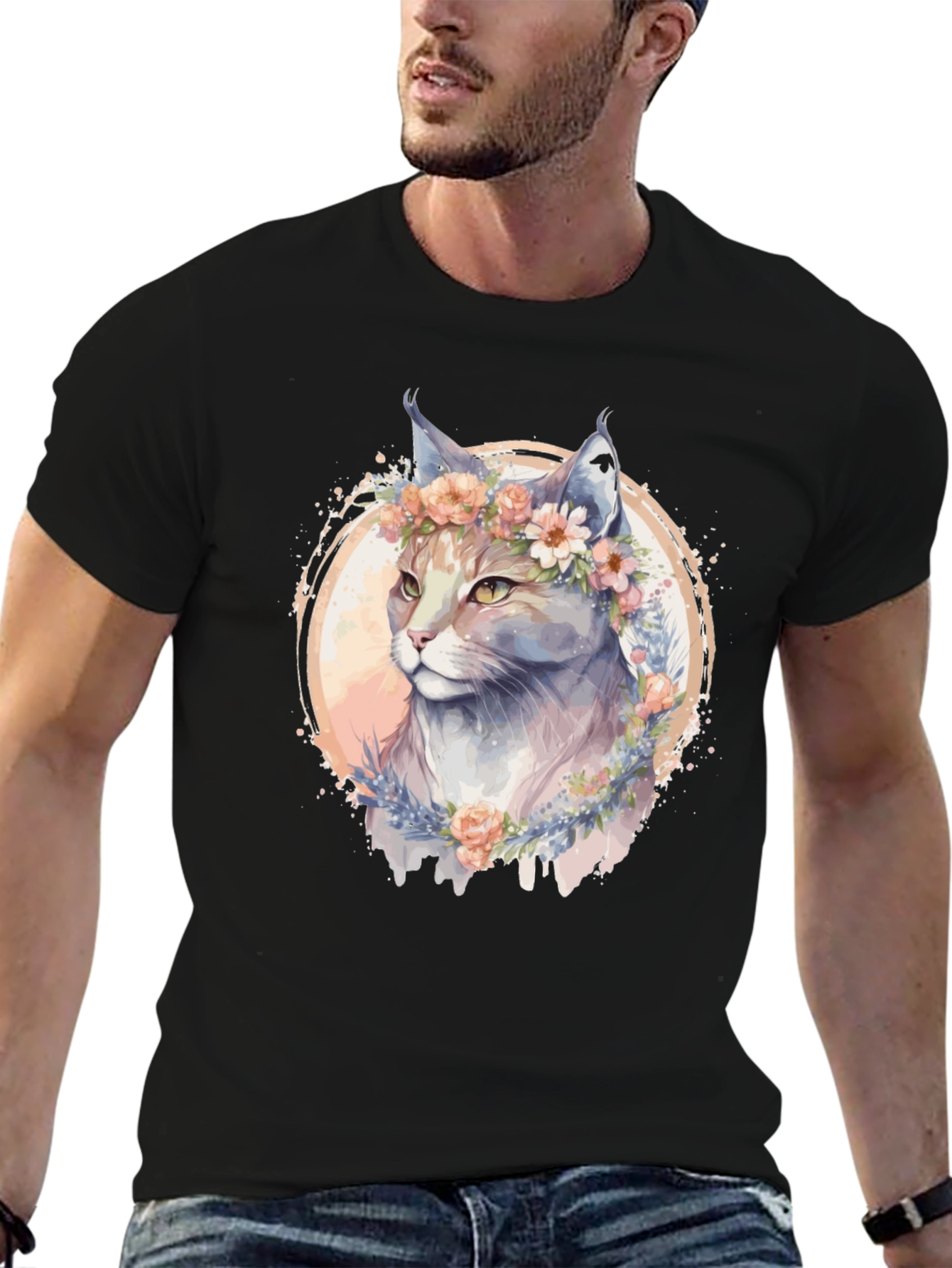 Floral Cat T-Shirt - Stylish & Comfortable