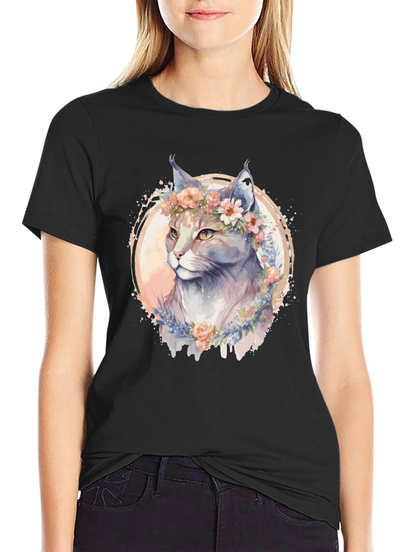 Floral Cat T-Shirt - Stylish & Comfortable
