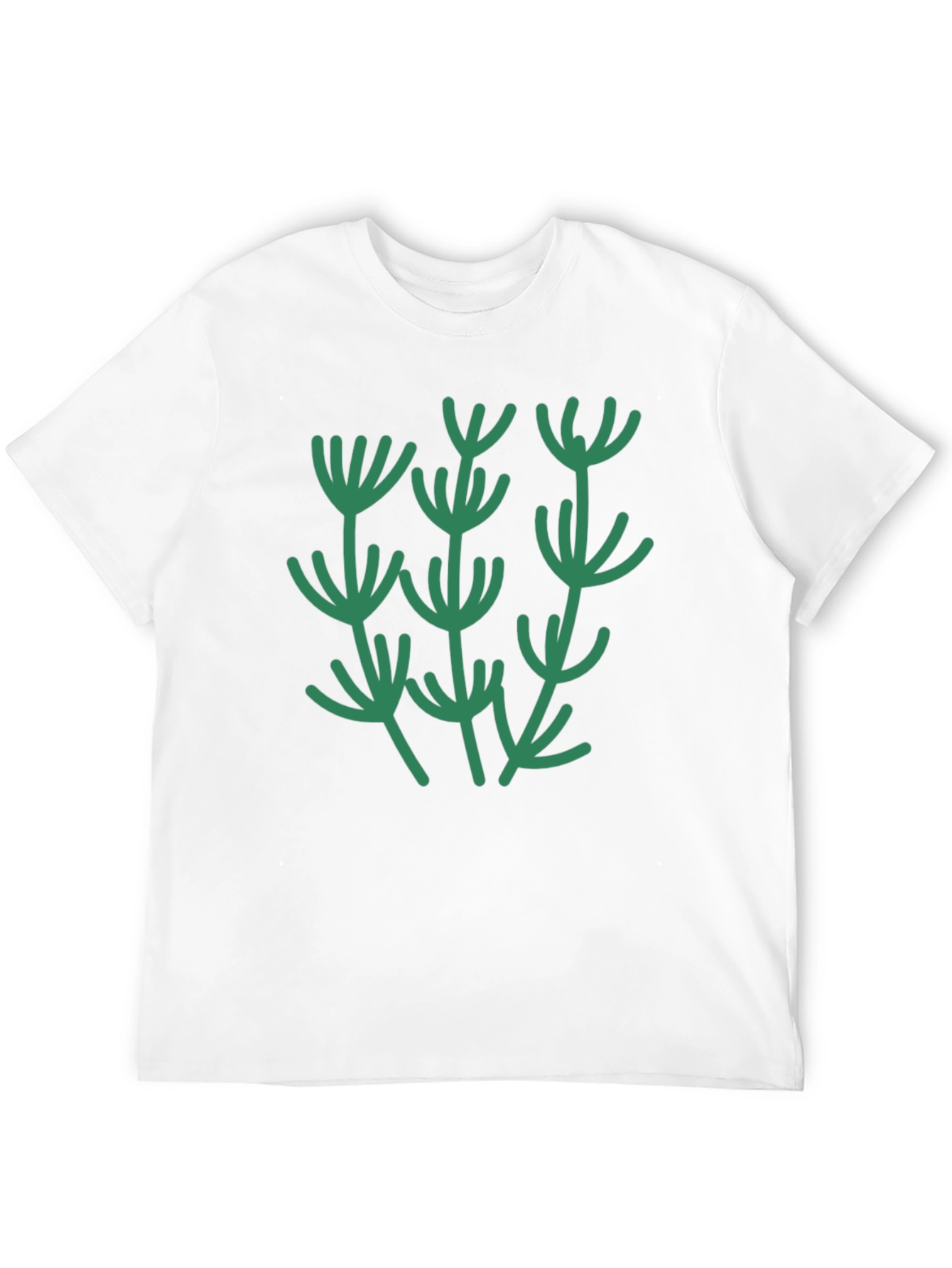 Abstract Botanical Green Plant Graphic T-Shirt