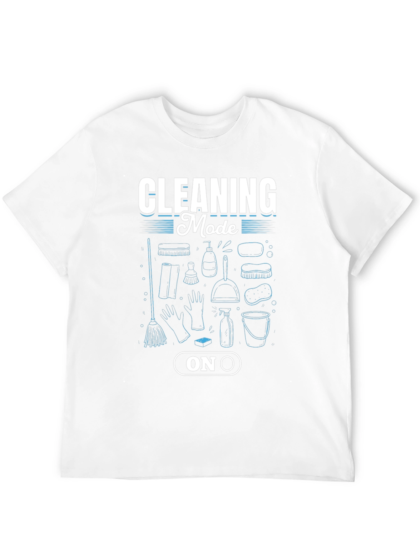 Cleaning Mode On Black Graphic T-Shirt