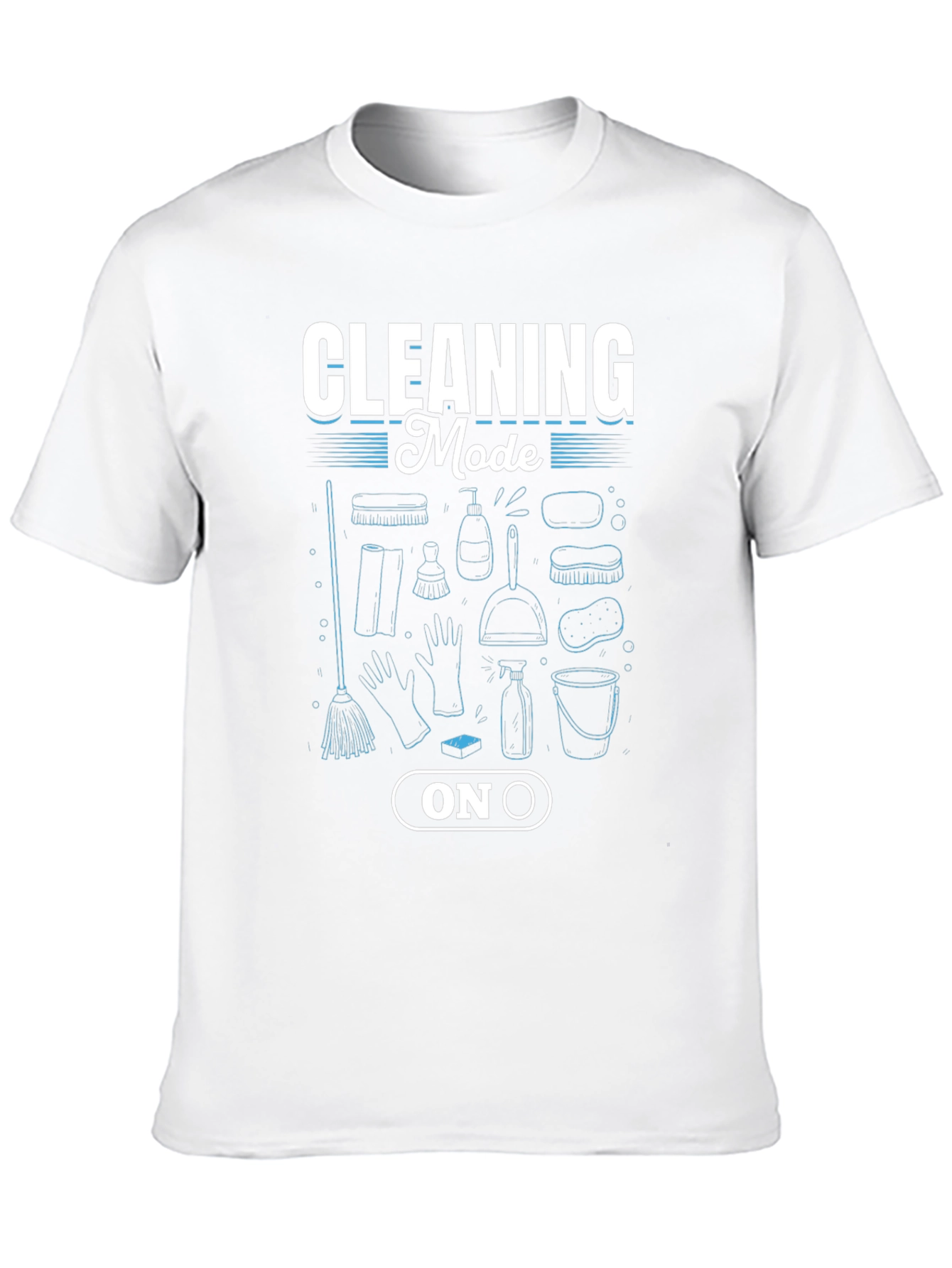 Cleaning Mode On Black Graphic T-Shirt