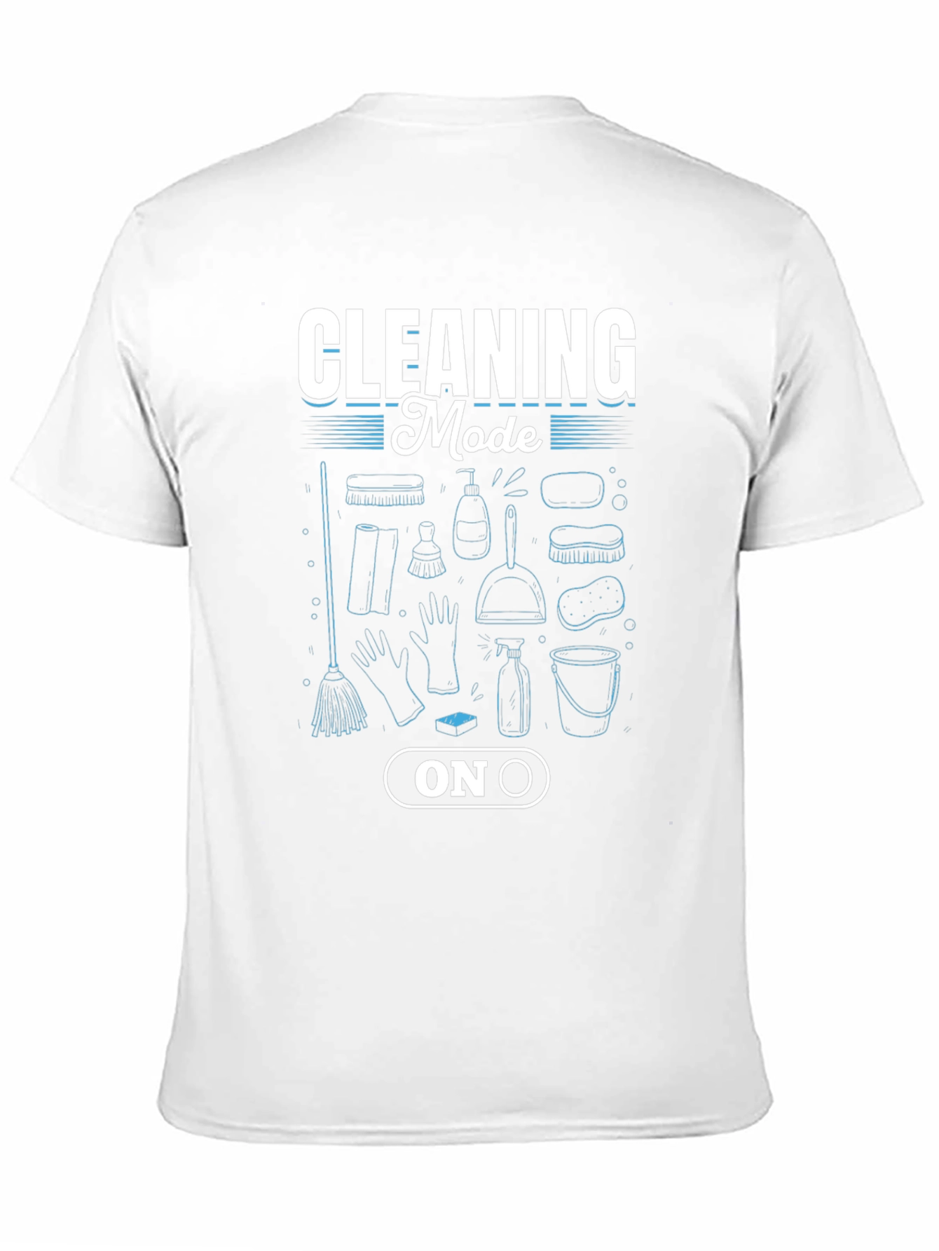 Cleaning Mode On Black Graphic T-Shirt