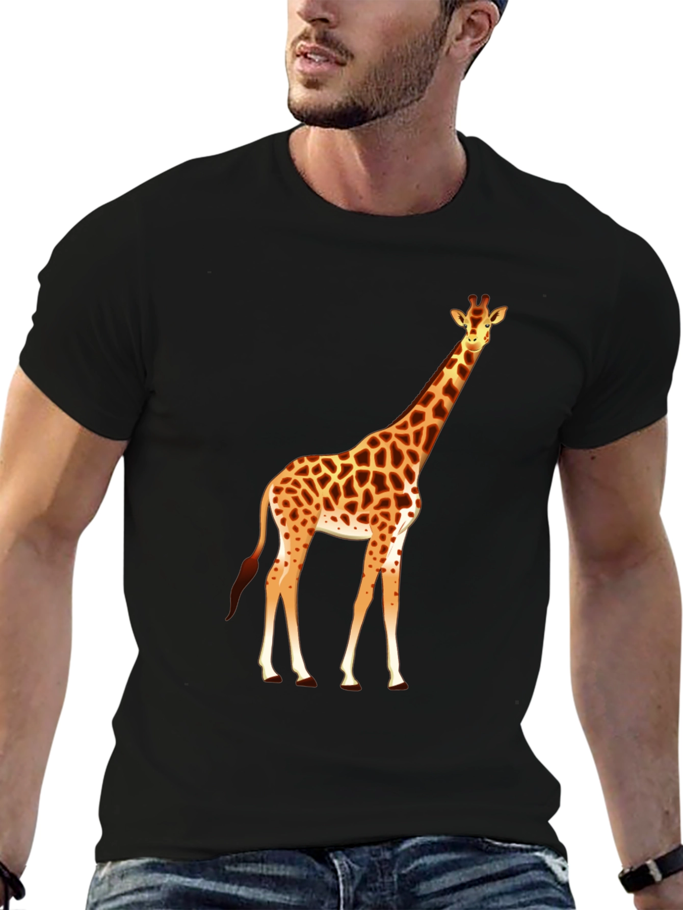 Giraffe Graphic Tee - Mens Black T-Shirt