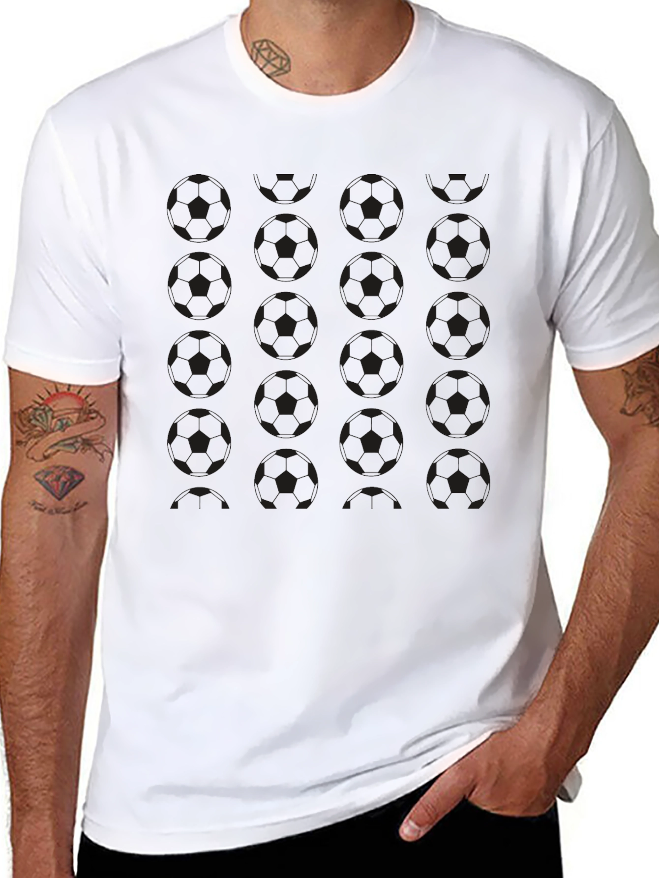 Black Soccer Ball Pattern T-Shirt