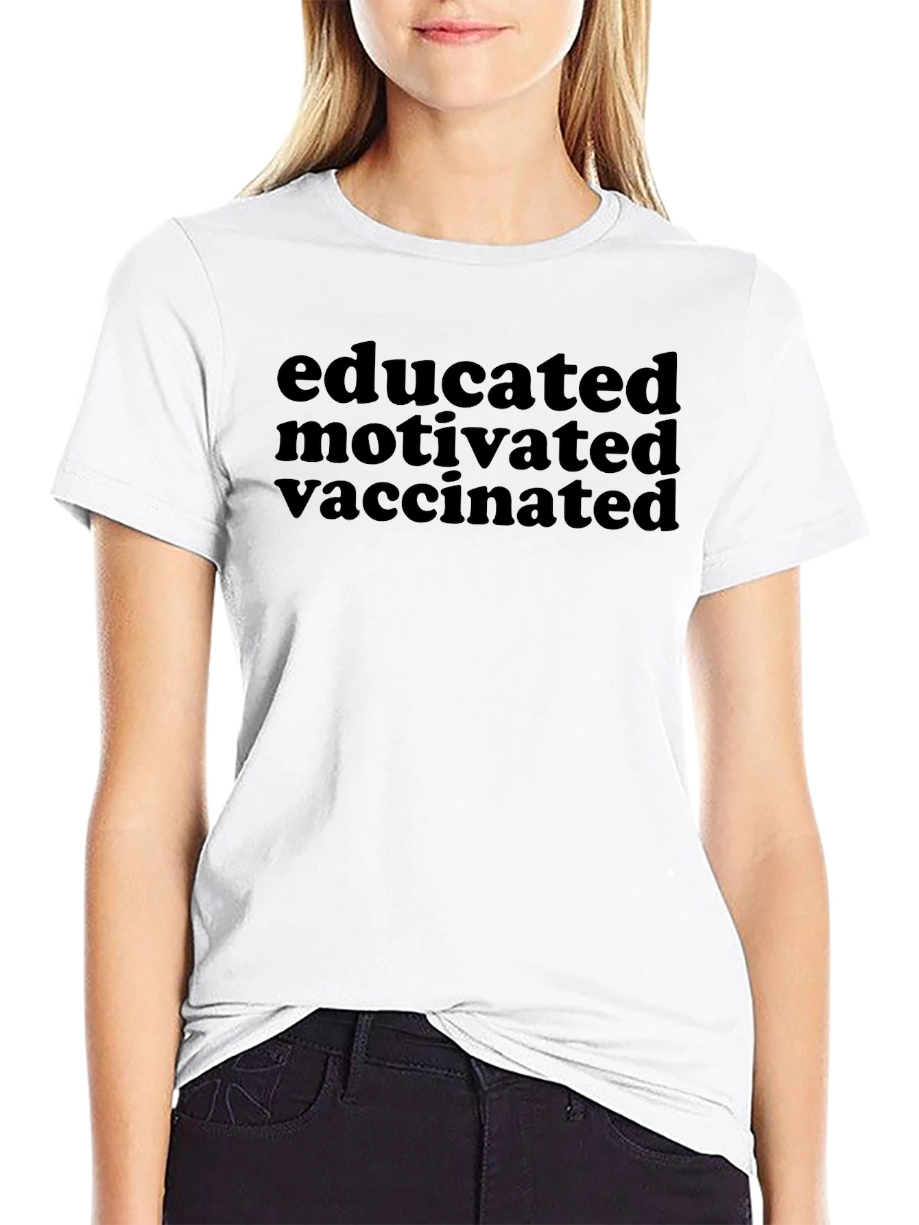 Educated Motivated Vaccinated Black T-Shirt