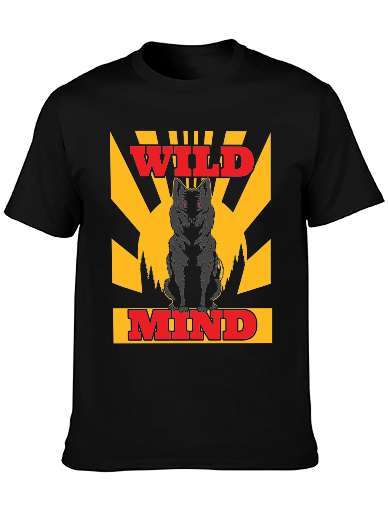 Wild Mind Wolf Graphic T-Shirt - Black