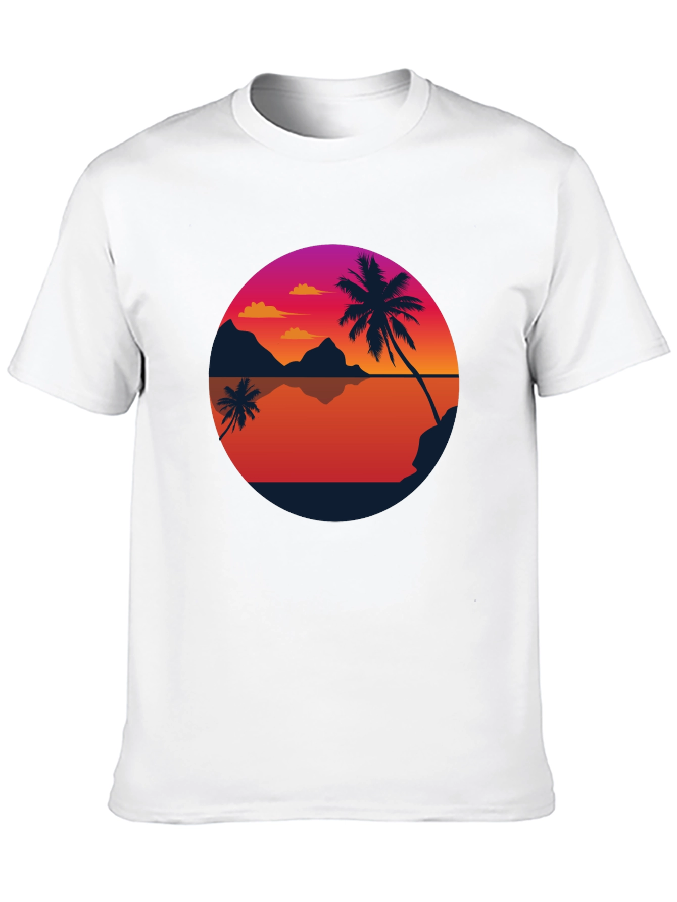 Sunset Palm Tee - Retro Beach Vibes