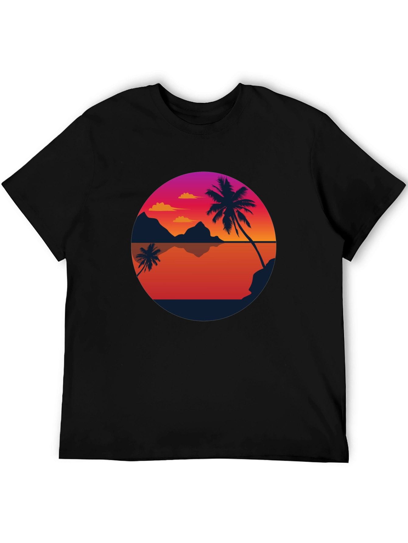 Sunset Palm Tee - Retro Beach Vibes
