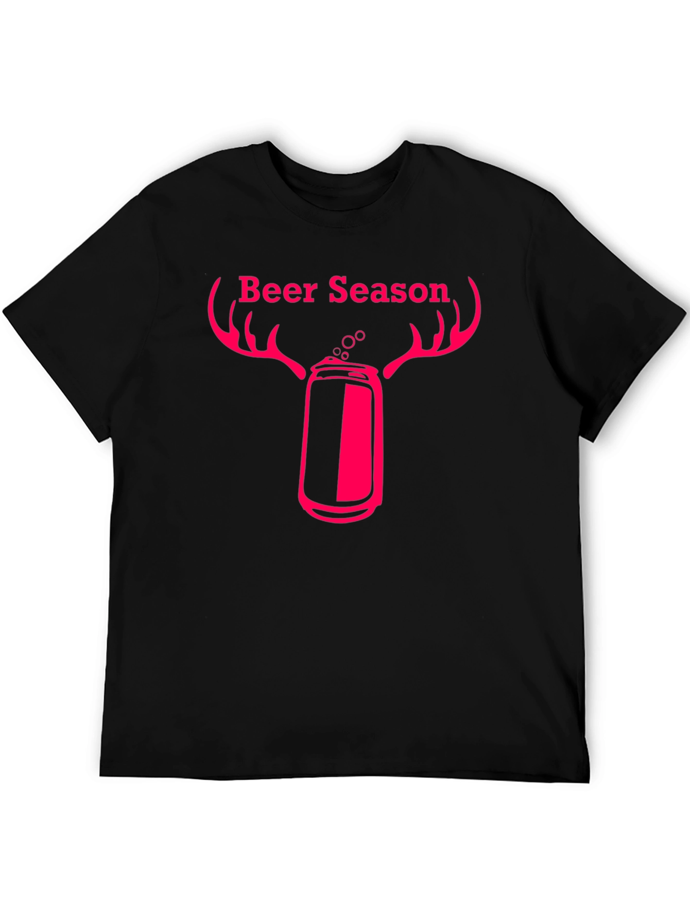 Beer Season T-Shirt with Deer Antler Beer Can Graphic