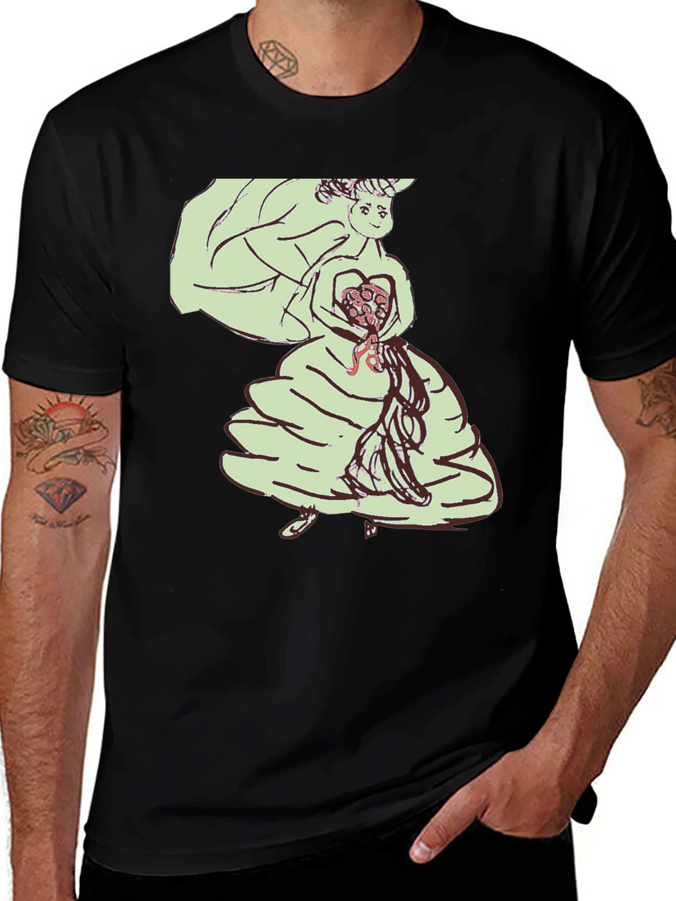 Unique Graphic Tee - Illustrated Bride Design