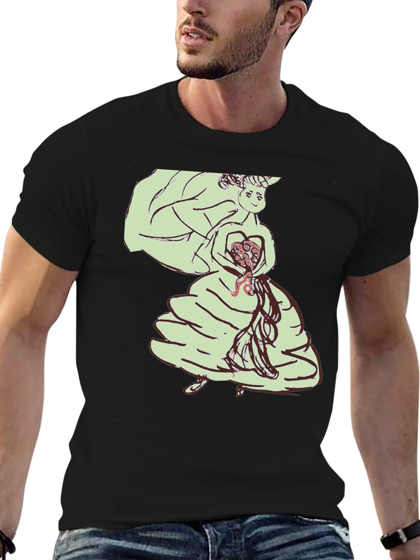 Unique Graphic Tee - Illustrated Bride Design