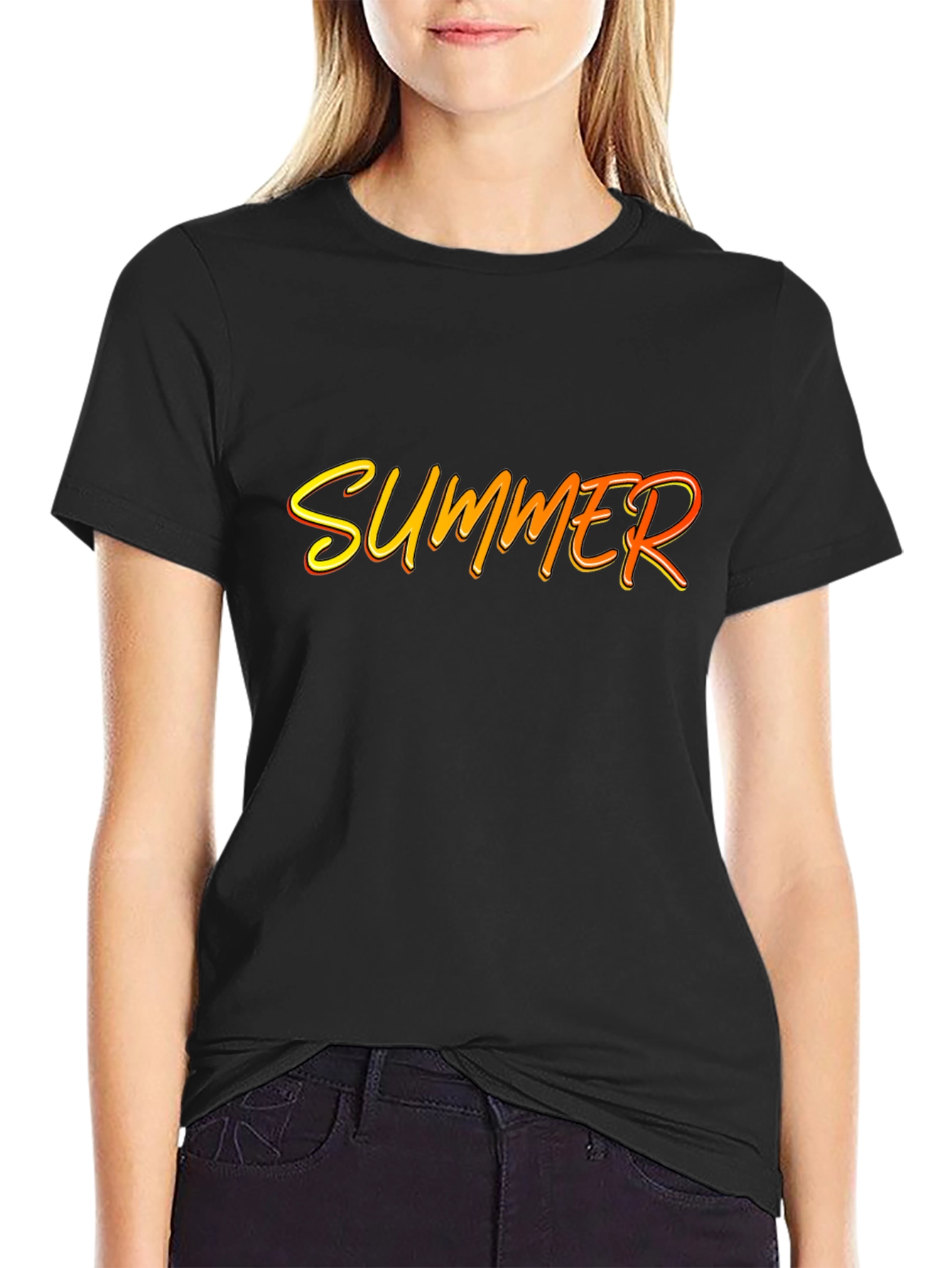 Summer Graphic Print Black T-Shirt