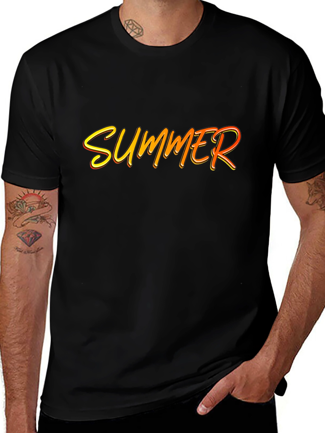 Summer Graphic Print Black T-Shirt