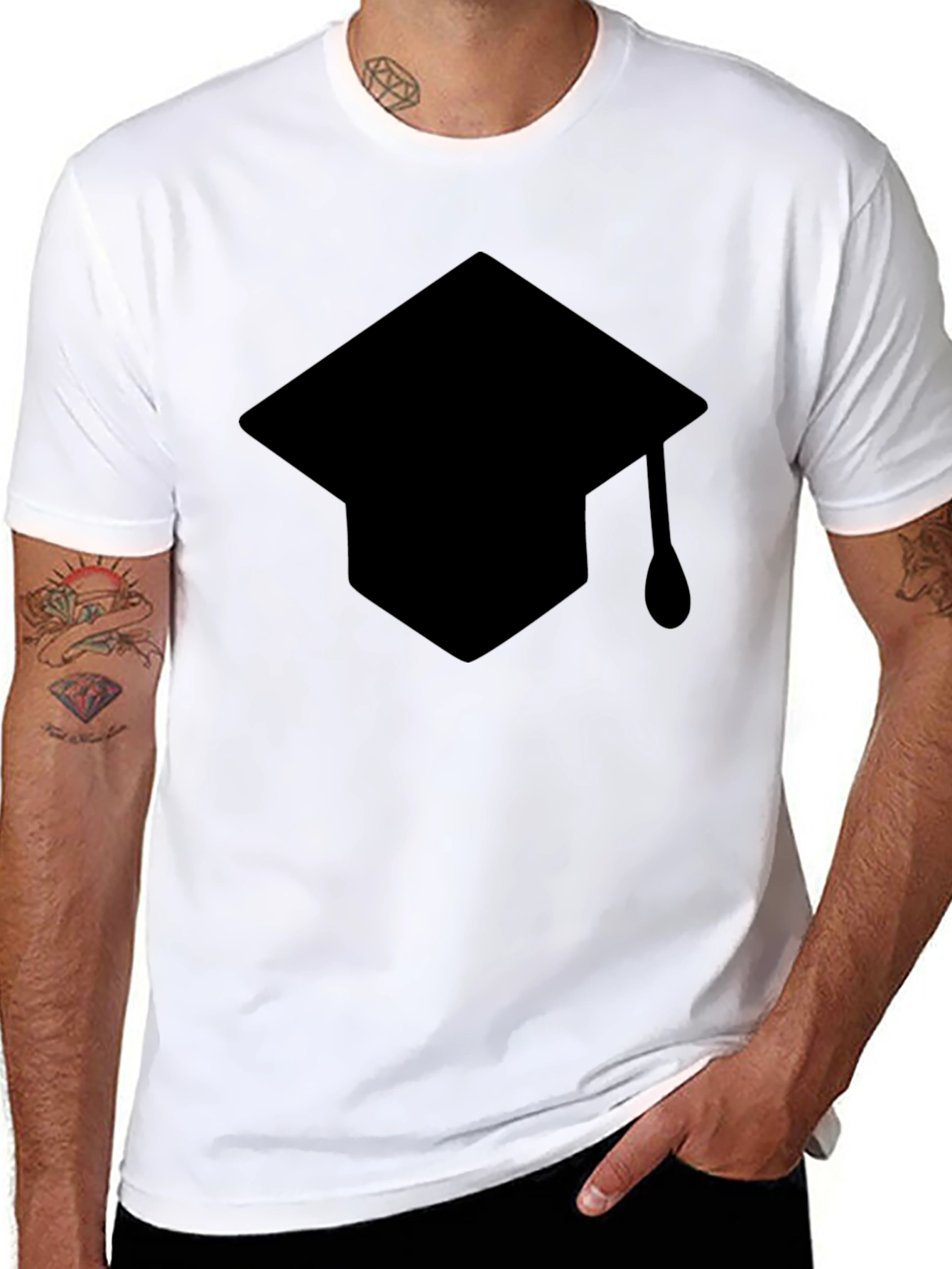 Graduation Cap Graphic T-Shirt - Black