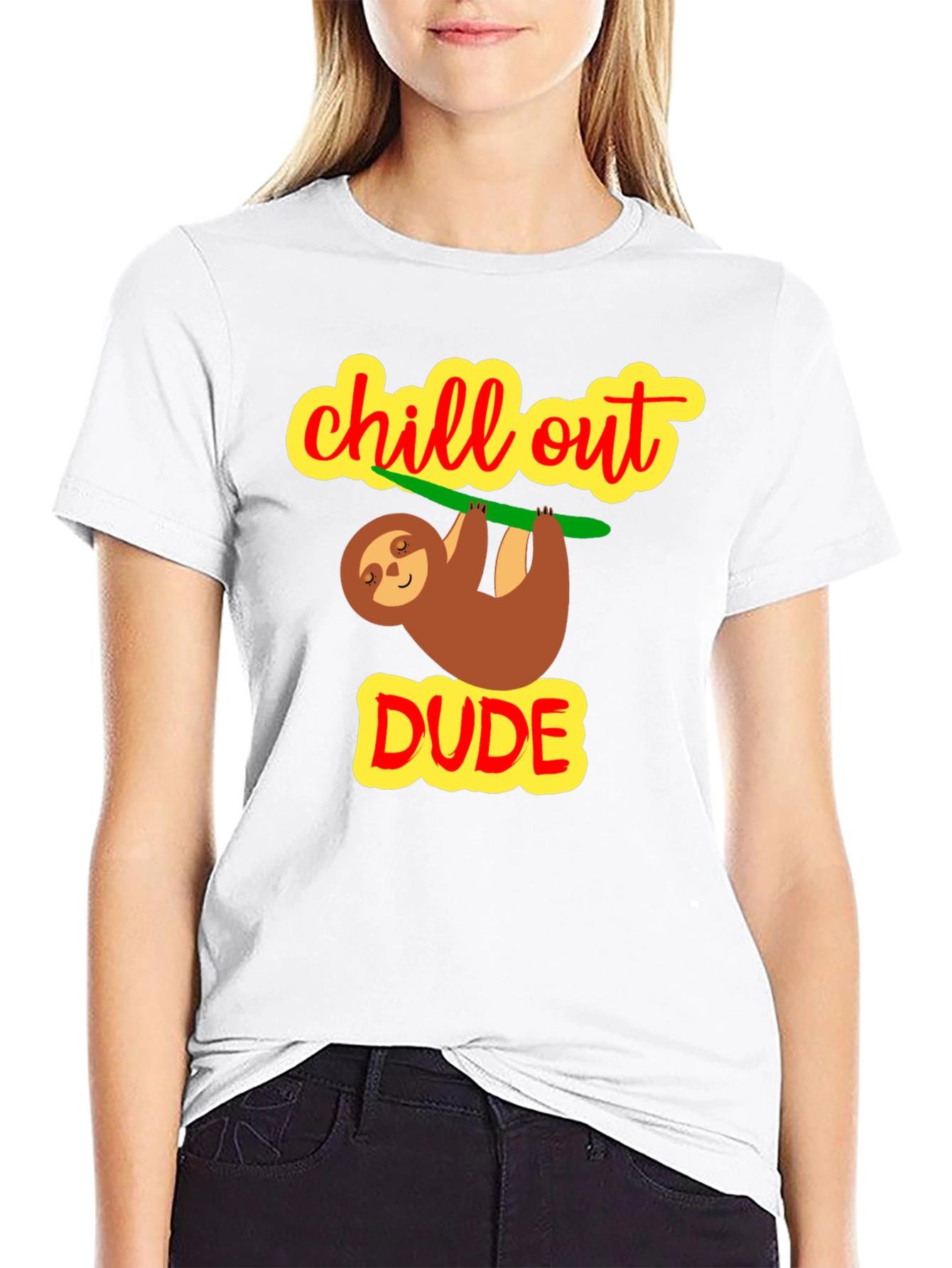 Chill Out Dude Sloth Graphic Tee - Relaxed Fit