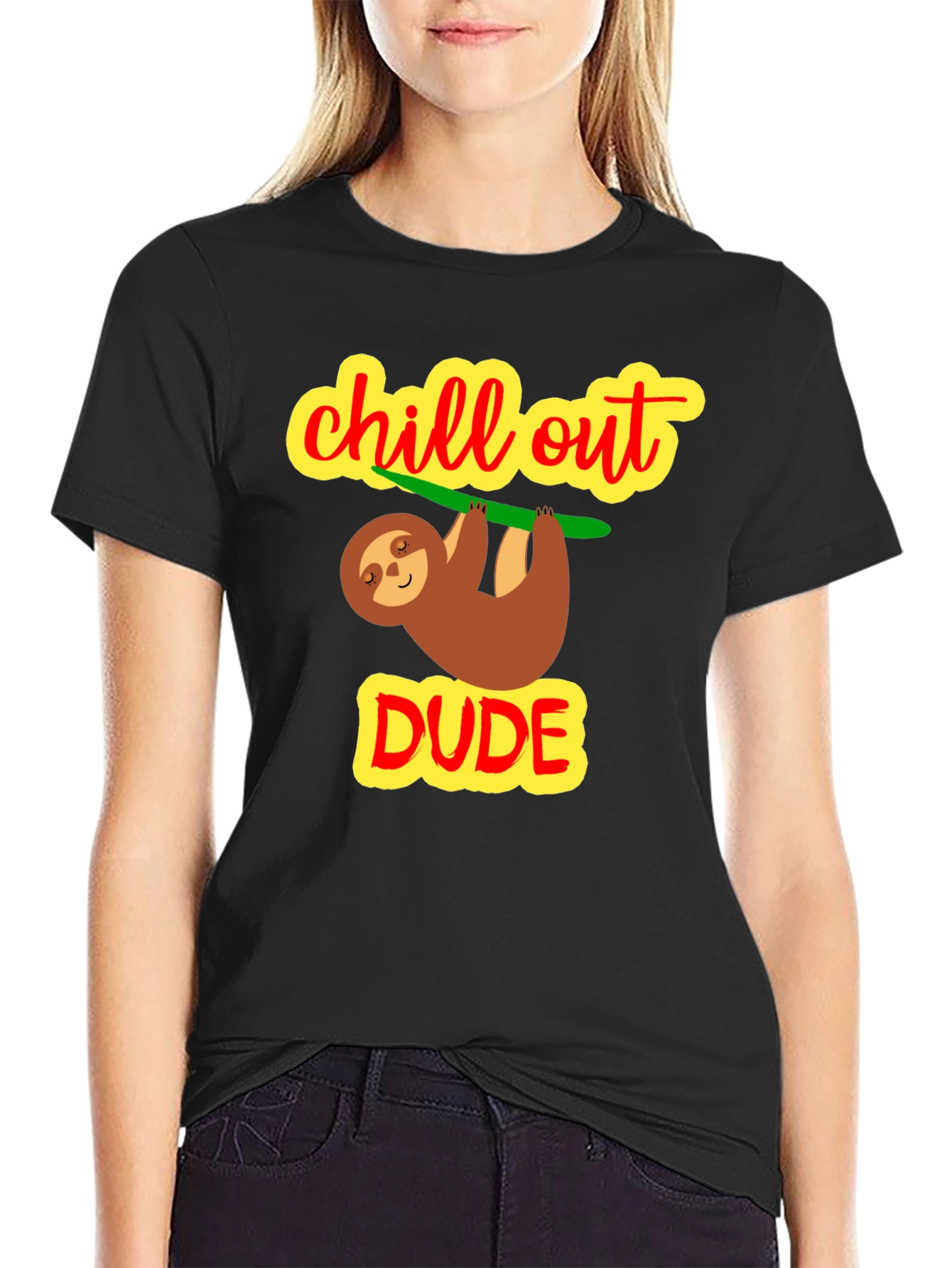 Chill Out Dude Sloth Graphic Tee - Relaxed Fit