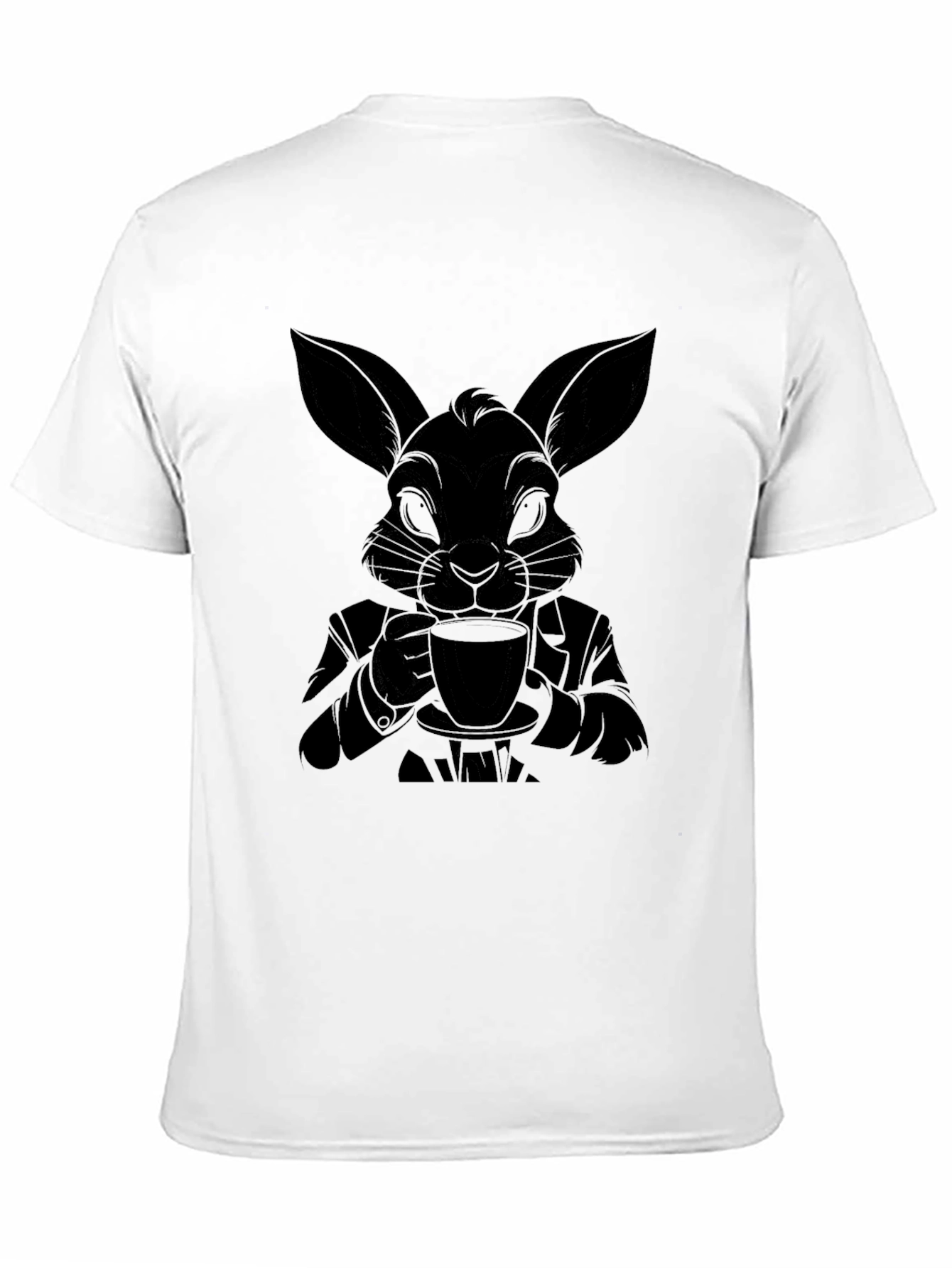Rabbit Sipping Tea Graphic Tee - Black