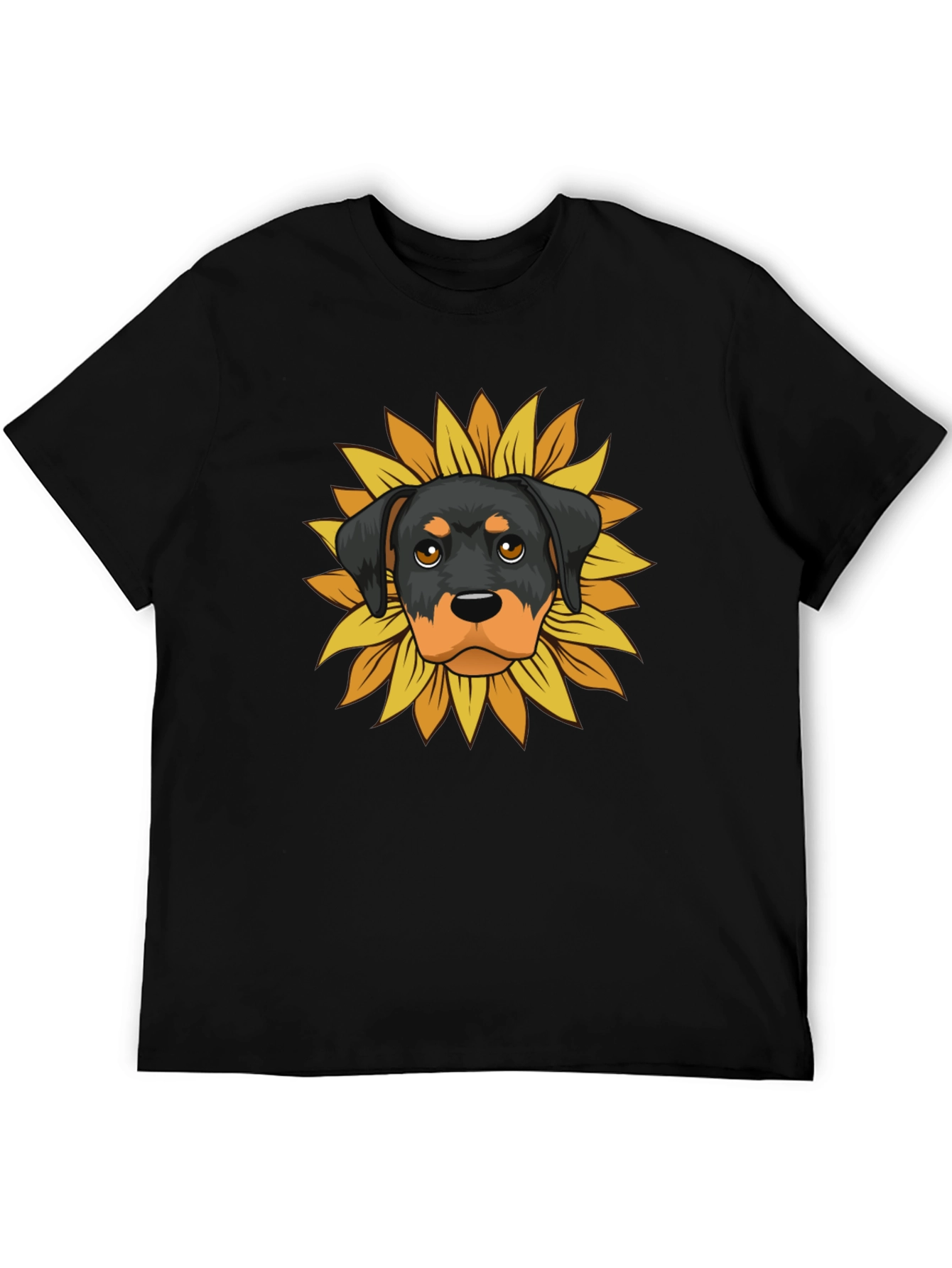 Rottweiler Sunflower Graphic Tee - Black