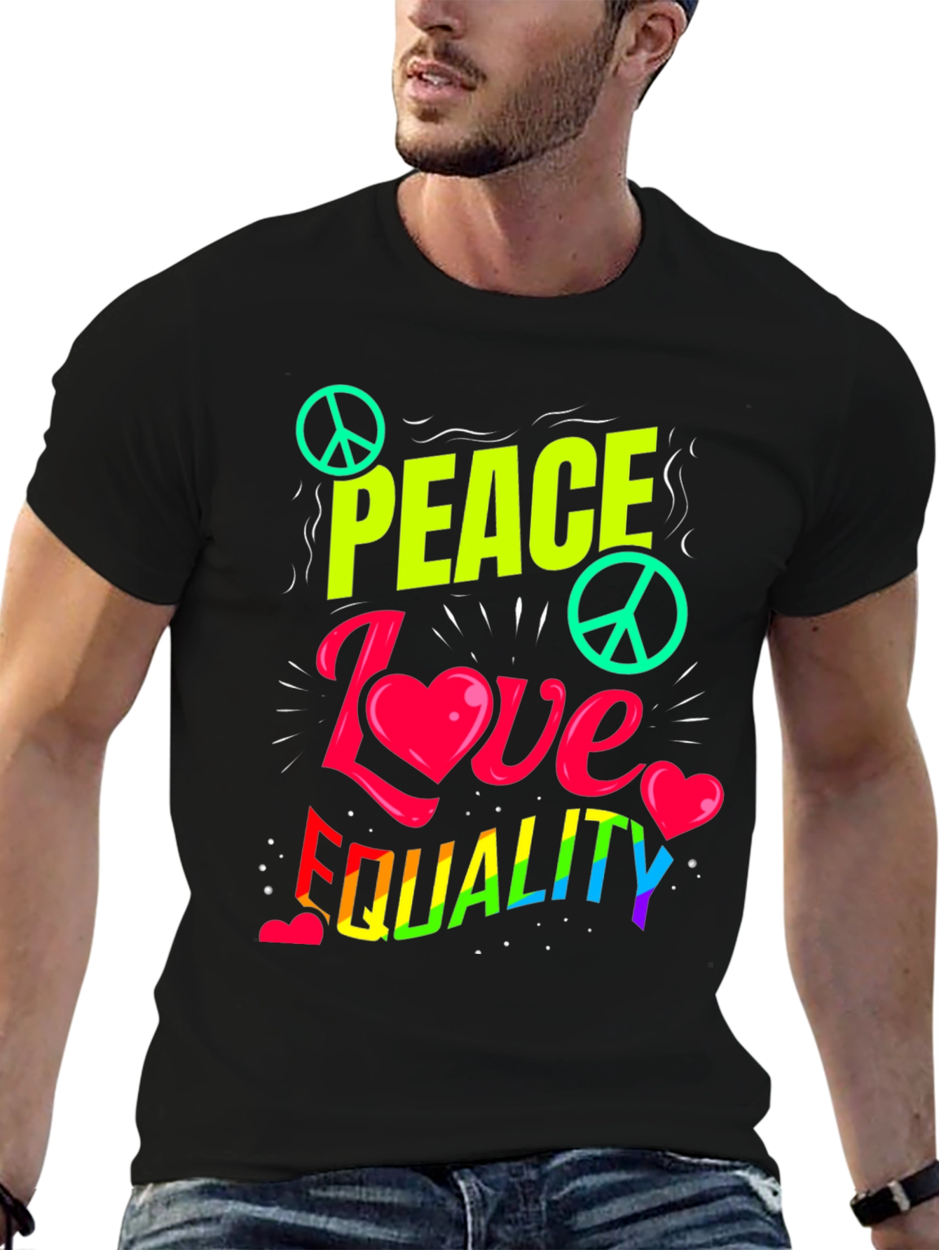 Peace Love Equality Graphic Tee - Rainbow Pride Shirt