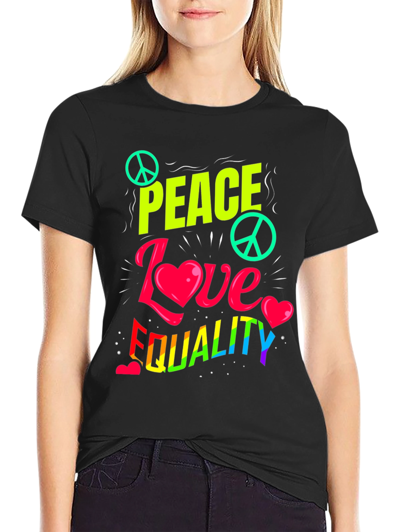 Peace Love Equality Graphic Tee - Rainbow Pride Shirt