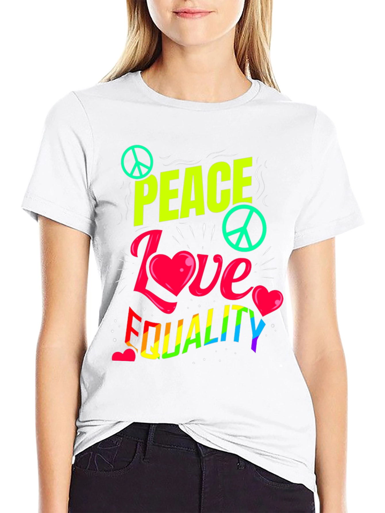 Peace Love Equality Graphic Tee - Rainbow Pride Shirt