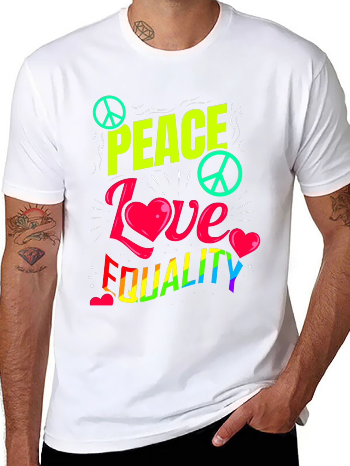 Peace Love Equality Graphic Tee - Rainbow Pride Shirt