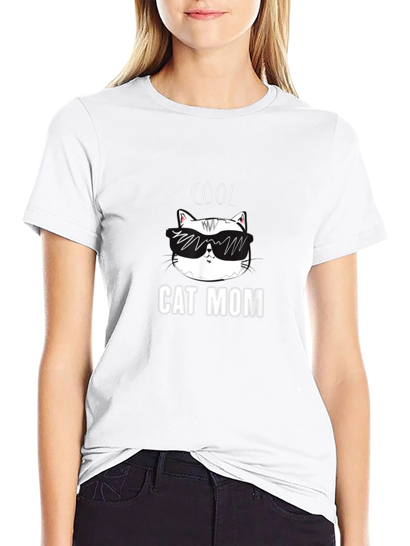 Cool Cat Mom T-Shirt - Black