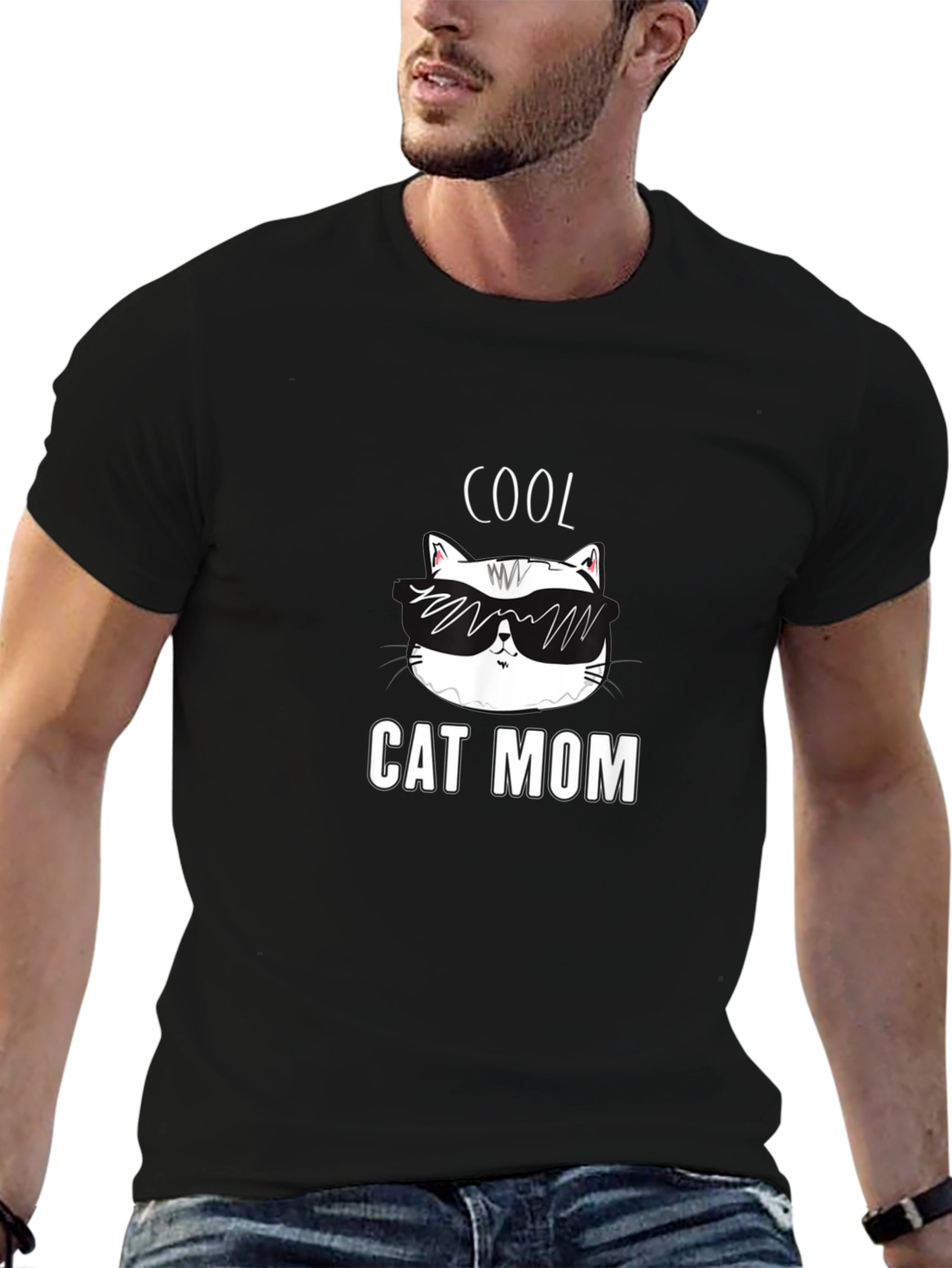 Cool Cat Mom T-Shirt - Black