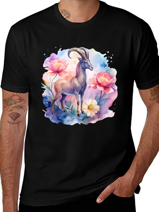 Capricorn Zodiac Watercolor T-Shirt