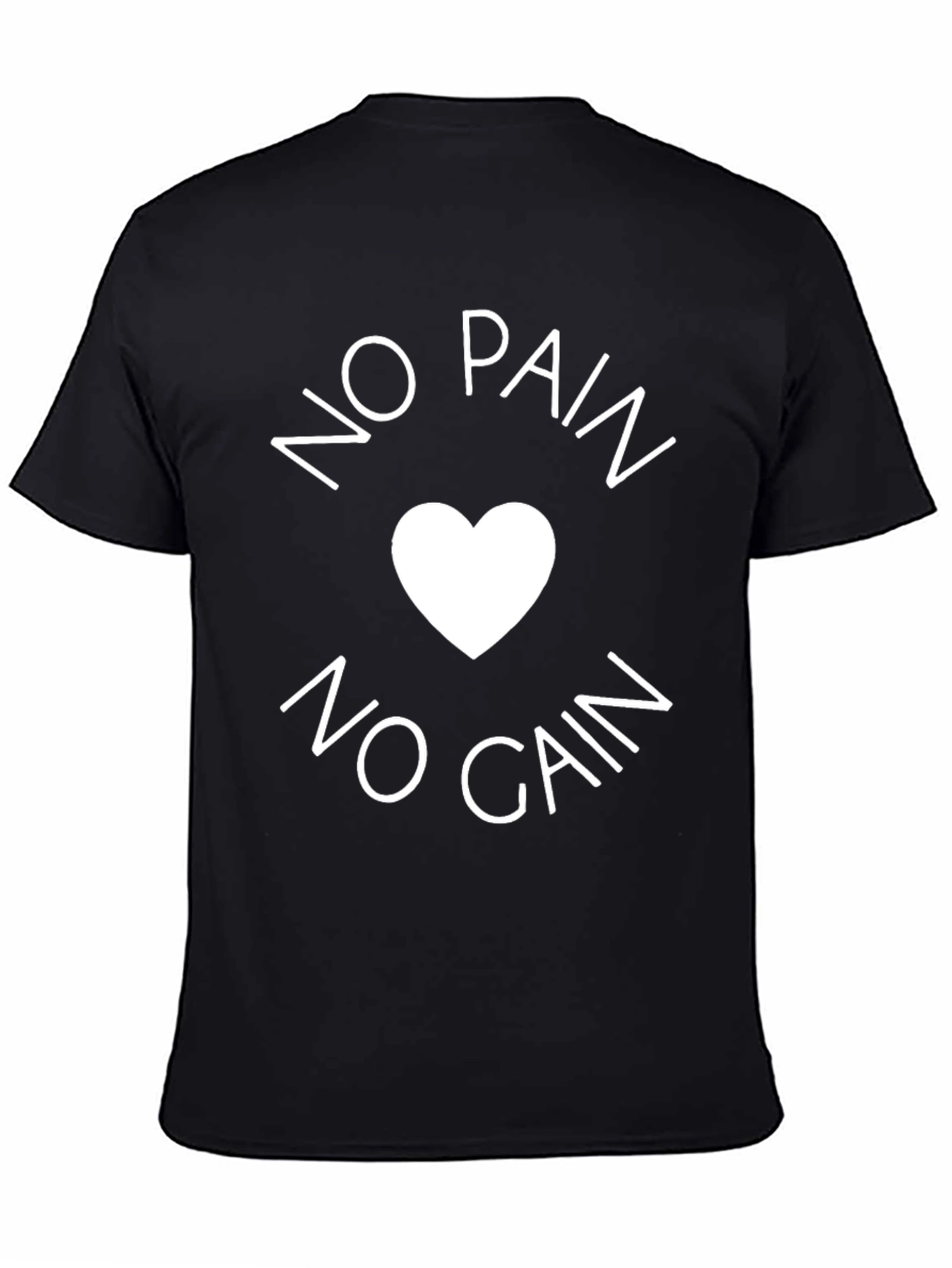No Pain No Gain Black T-Shirt - Heart Design