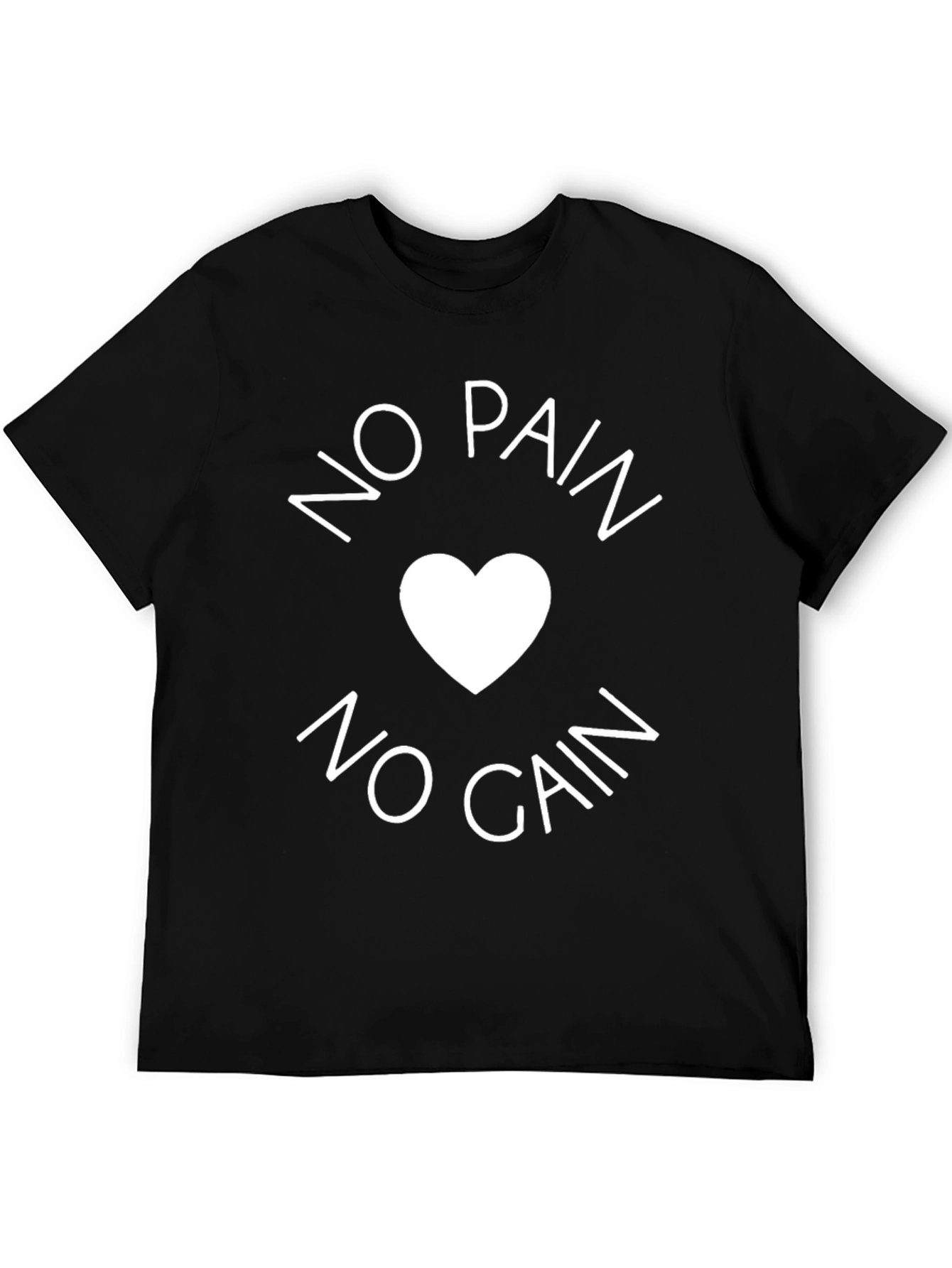 No Pain No Gain Black T-Shirt - Heart Design