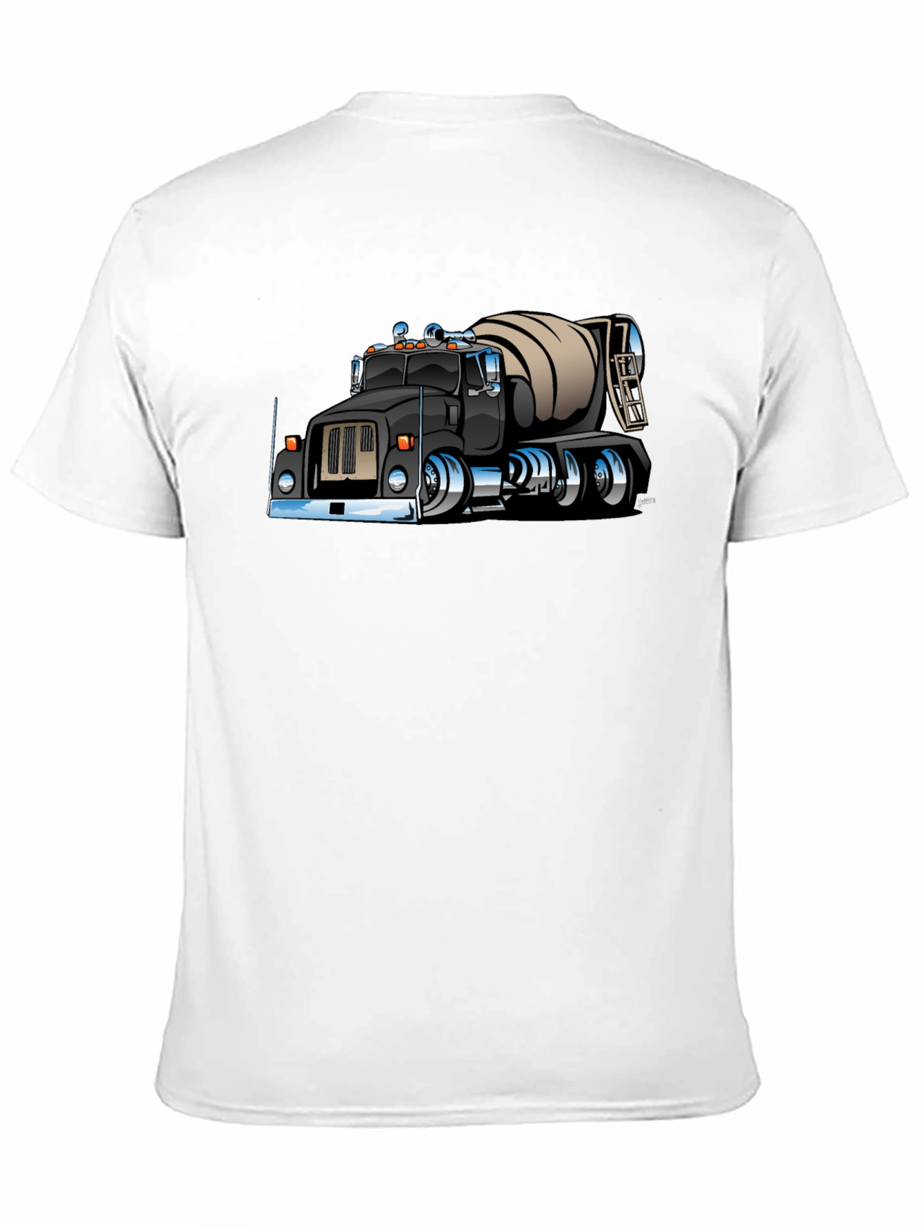 Cartoon Cement Truck Black T-Shirt