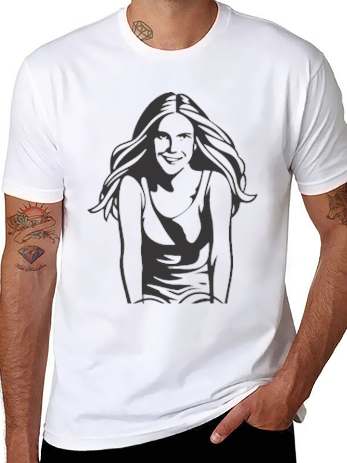 Black T-Shirt with Graphic Print - Casual Style