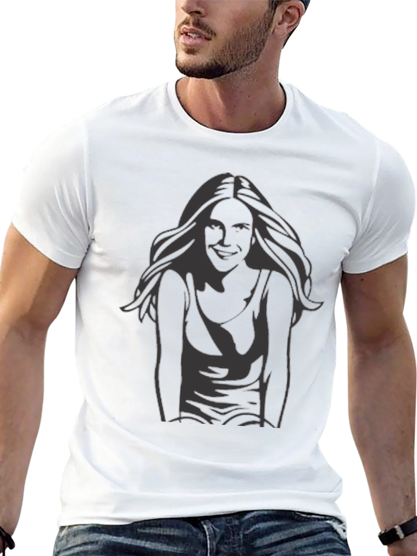 Black T-Shirt with Graphic Print - Casual Style