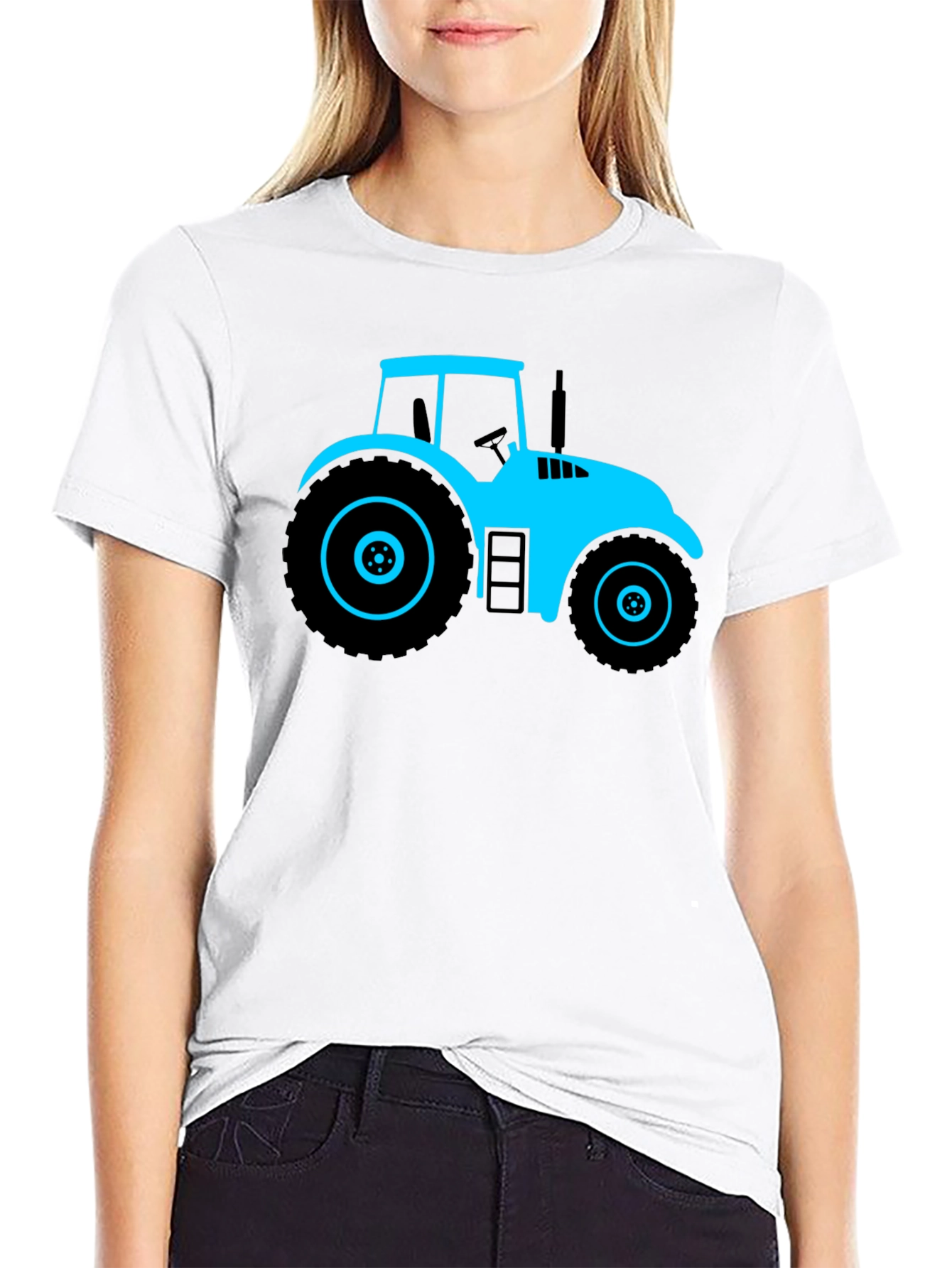Cool Tractor Graphic Tee - Black Cotton T-Shirt