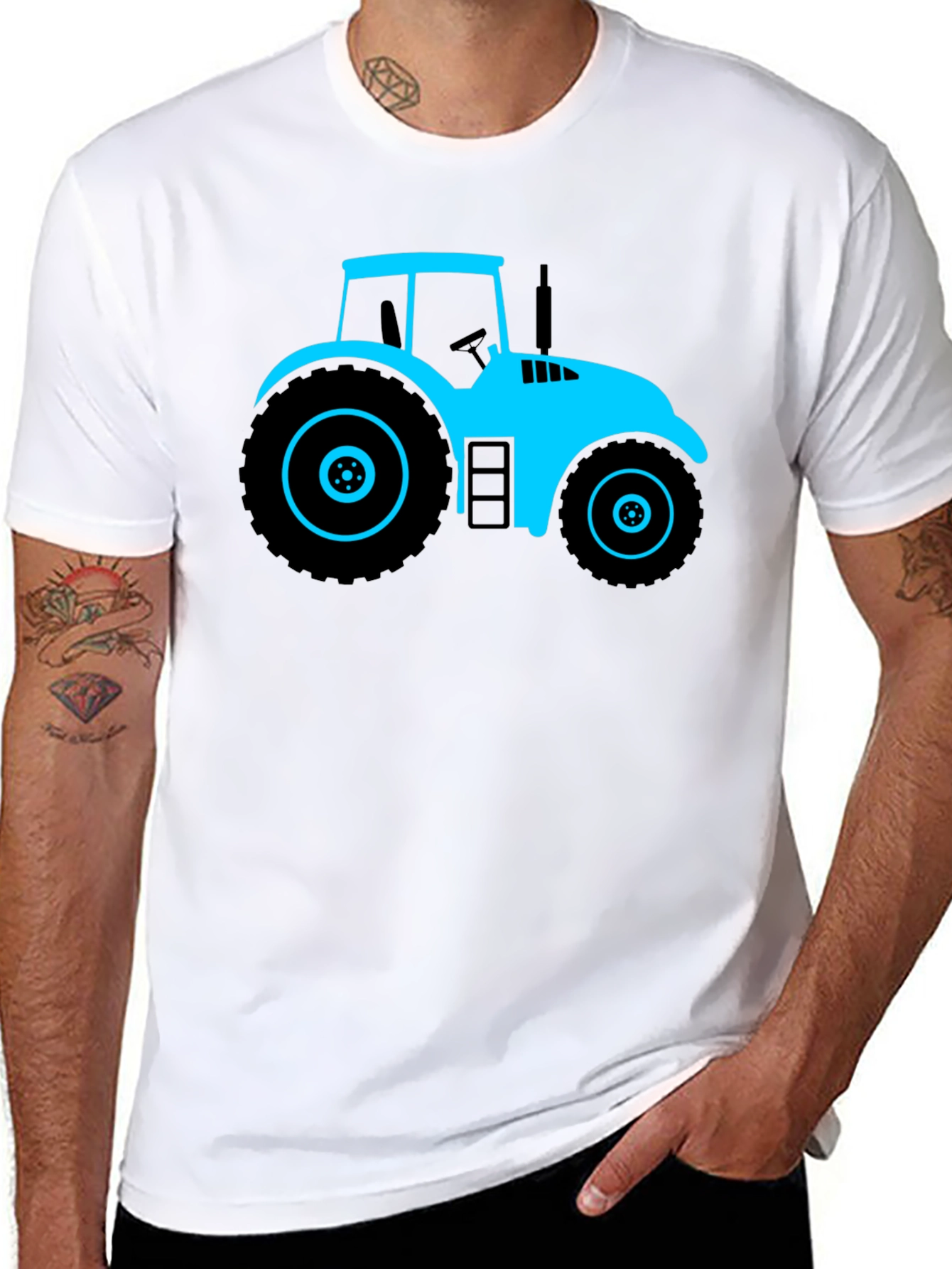 Cool Tractor Graphic Tee - Black Cotton T-Shirt