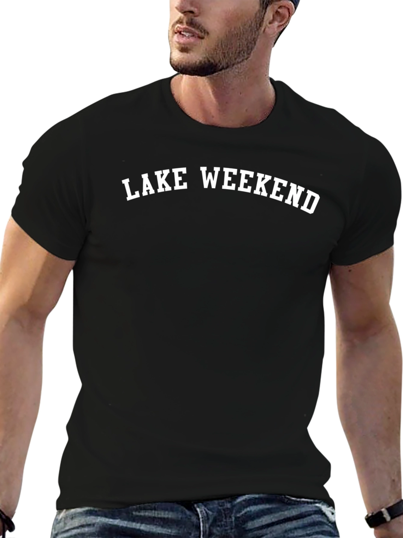 Lake Weekend Black Graphic T-Shirt