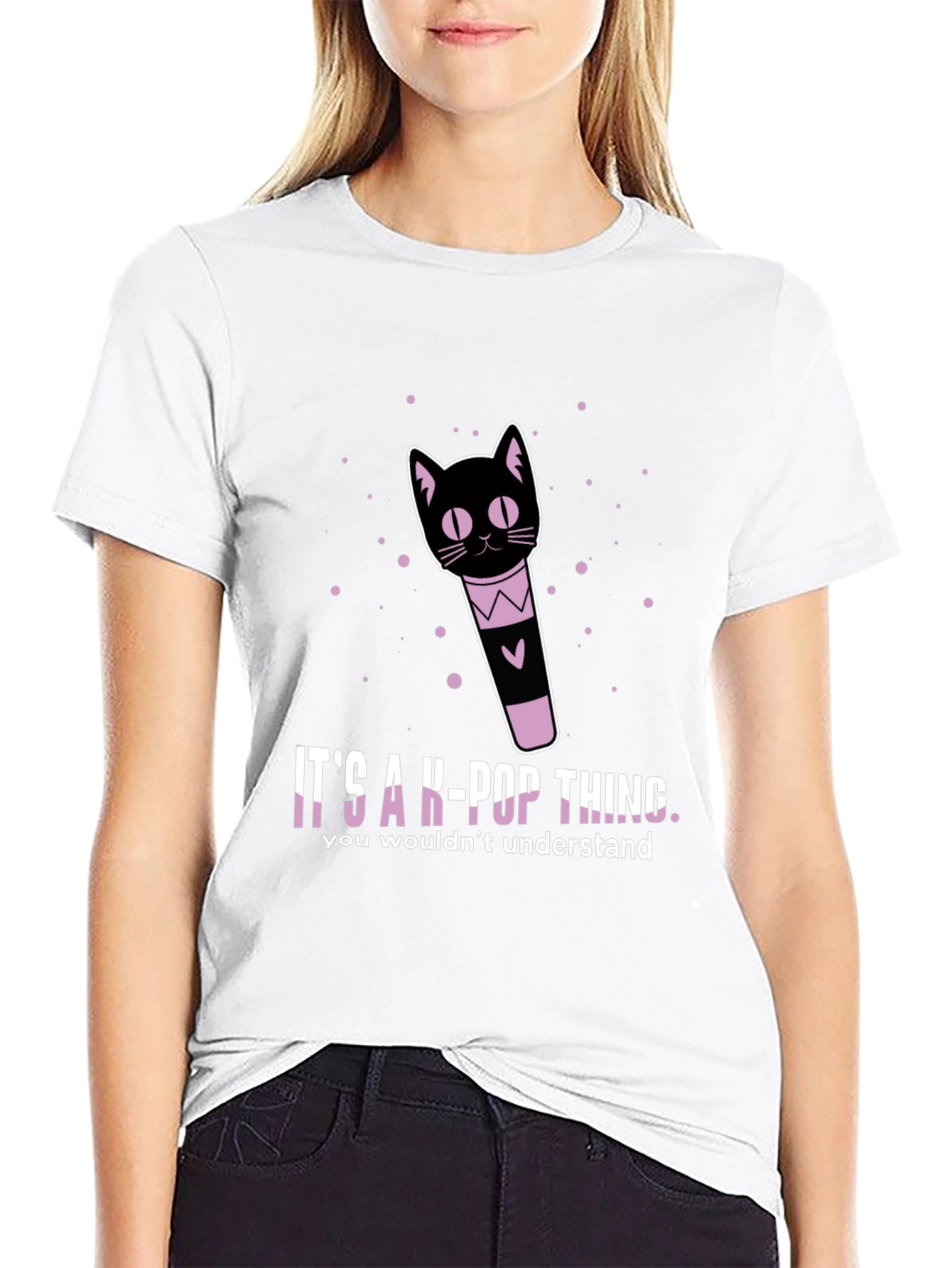 K-Pop Cat Lightstick Graphic T-Shirt