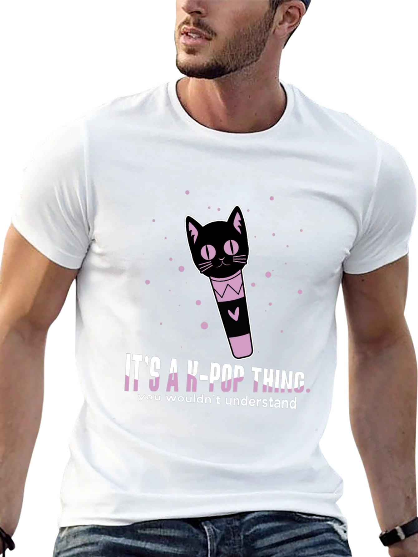 K-Pop Cat Lightstick Graphic T-Shirt