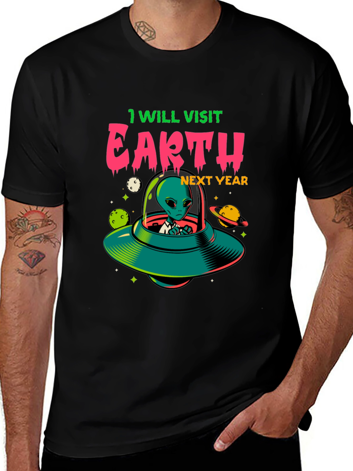 Alien Visit T-Shirt - Unique Graphic Tee