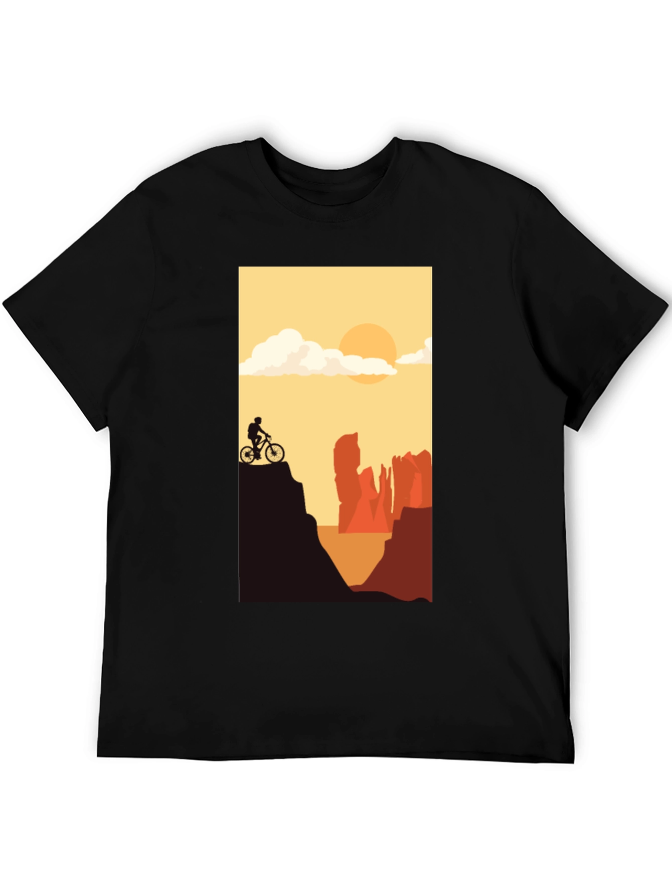 Mountain Biker Scenic Graphic Tee - Black