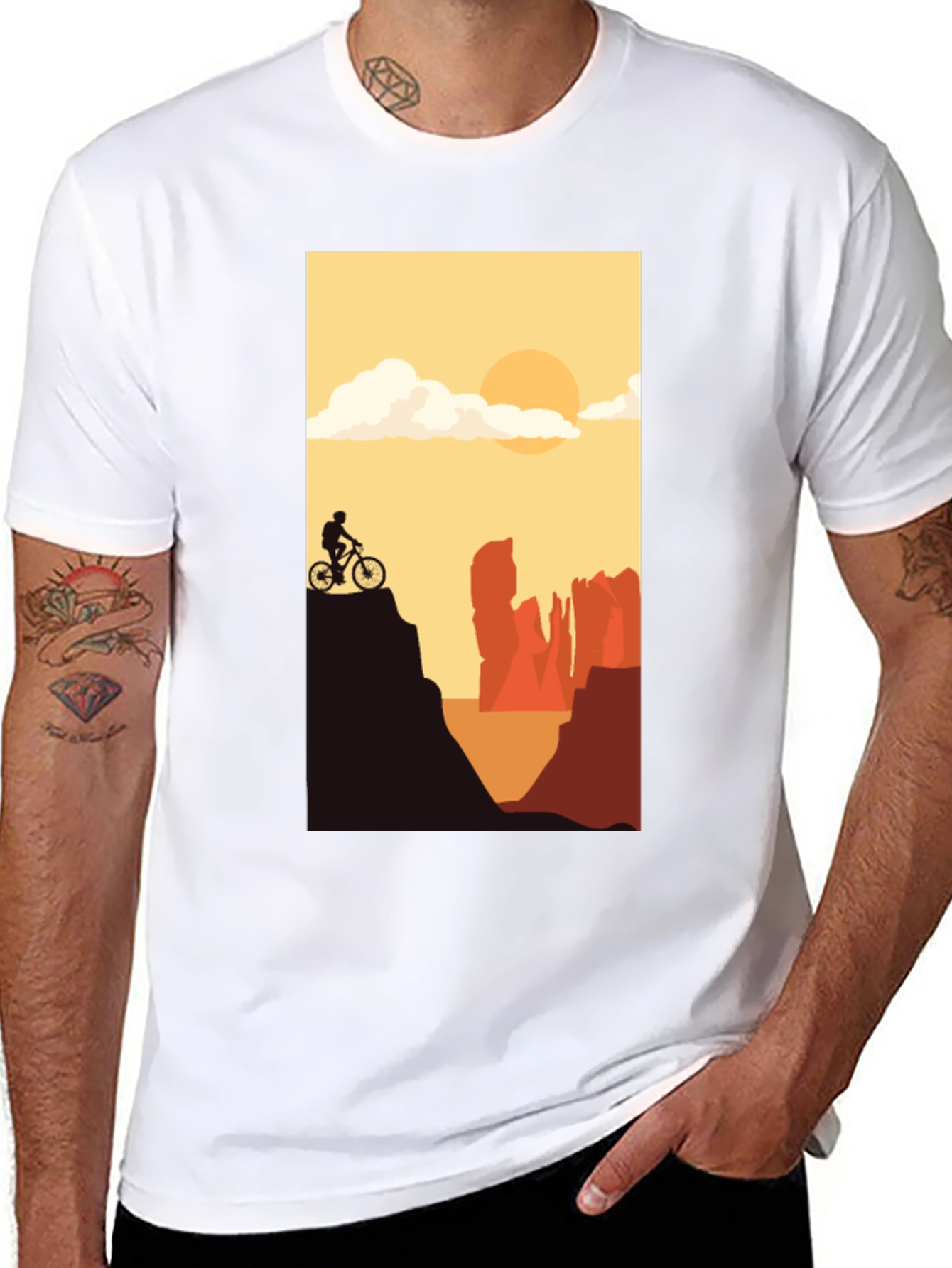 Mountain Biker Scenic Graphic Tee - Black