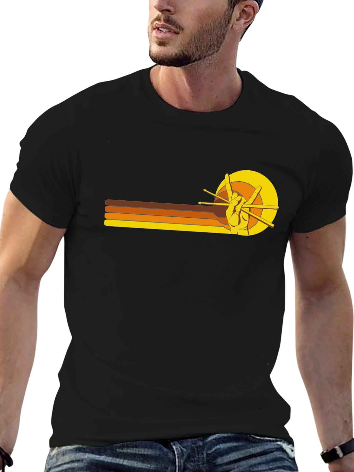 Retro Rock On Hand Drummer T-Shirt