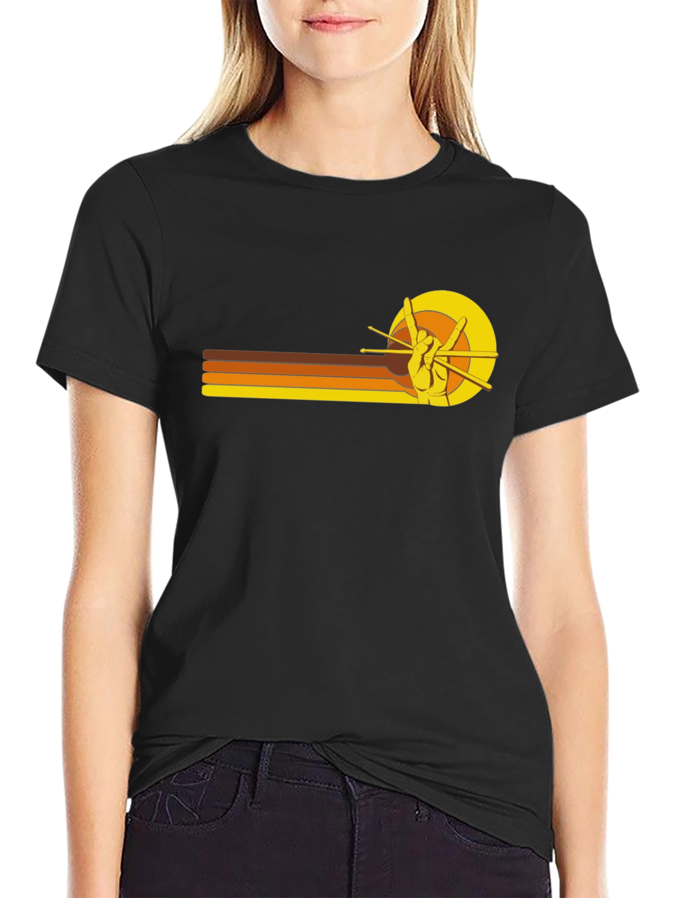 Retro Rock On Hand Drummer T-Shirt